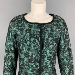 ROCHAS Giacca a righe in misto cotone nero menta taglia 8