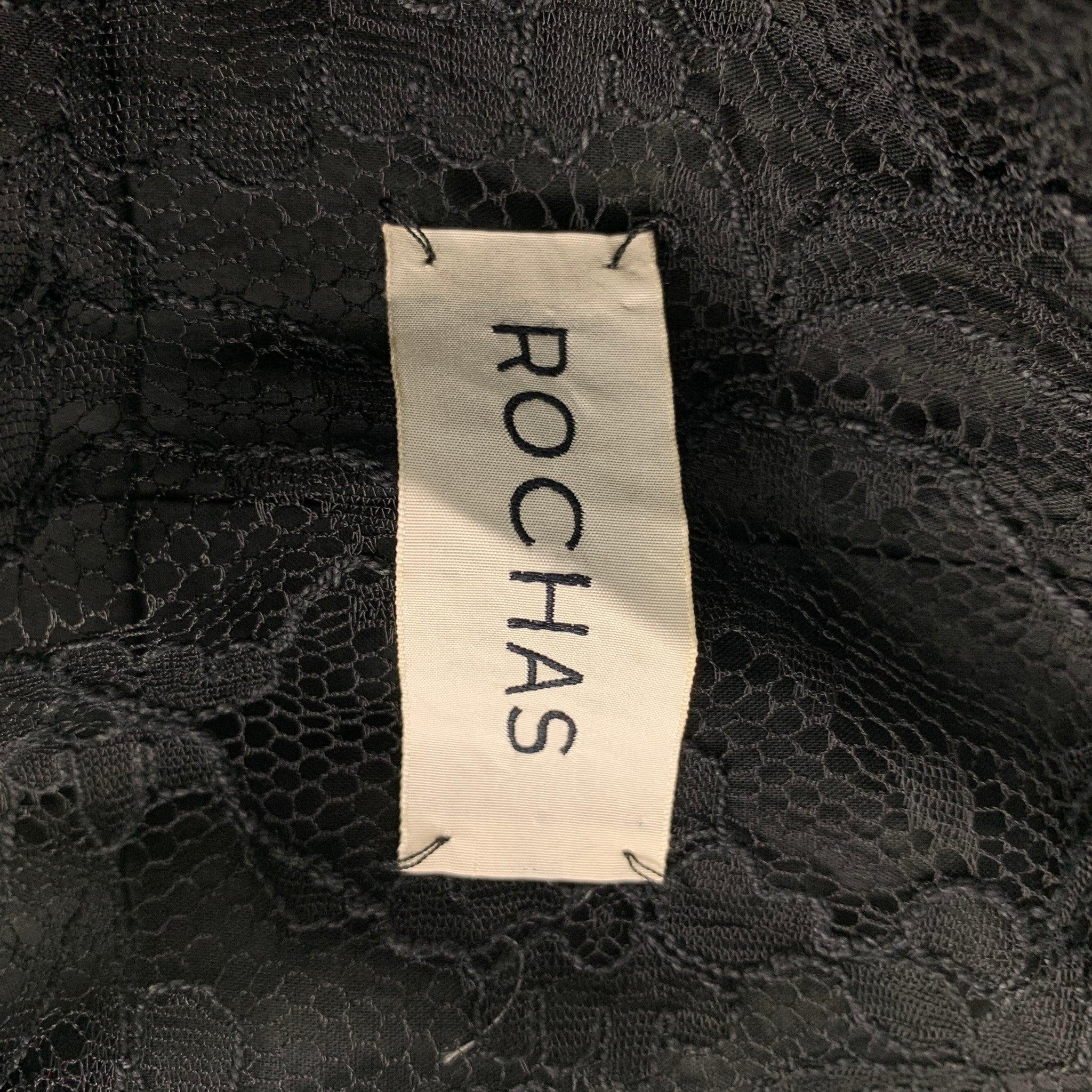 ROCHAS Size 8 Mint Black Cotton Blend Stripe Jacket For Sale 2