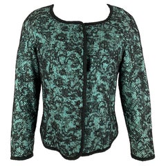 ROCHAS Giacca a righe in misto cotone nero menta taglia 8