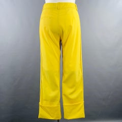 ROCHAS Size L Neon Yellow Wool Cropped Casual Pants