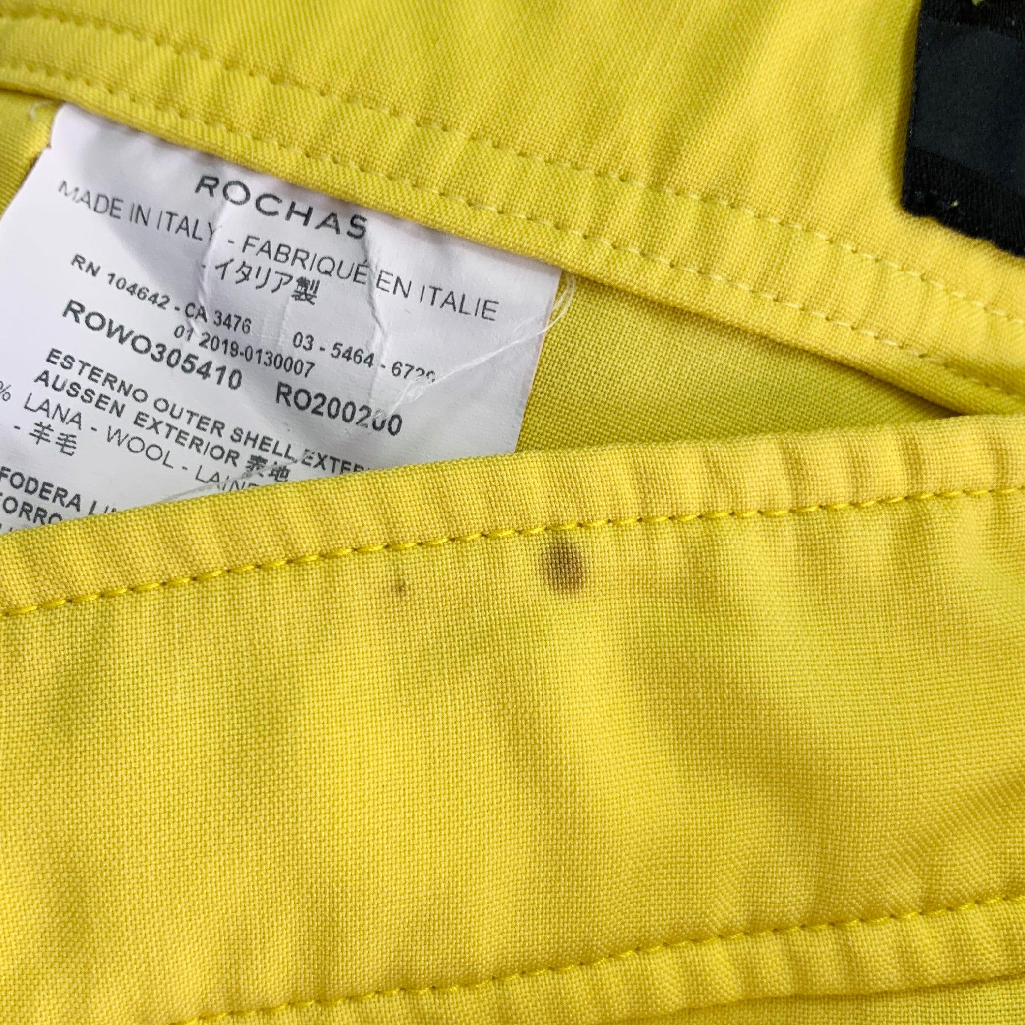 ROCHAS Size L Neon Yellow Wool Cropped Casual Pants In Good Condition For Sale In San Francisco, CA