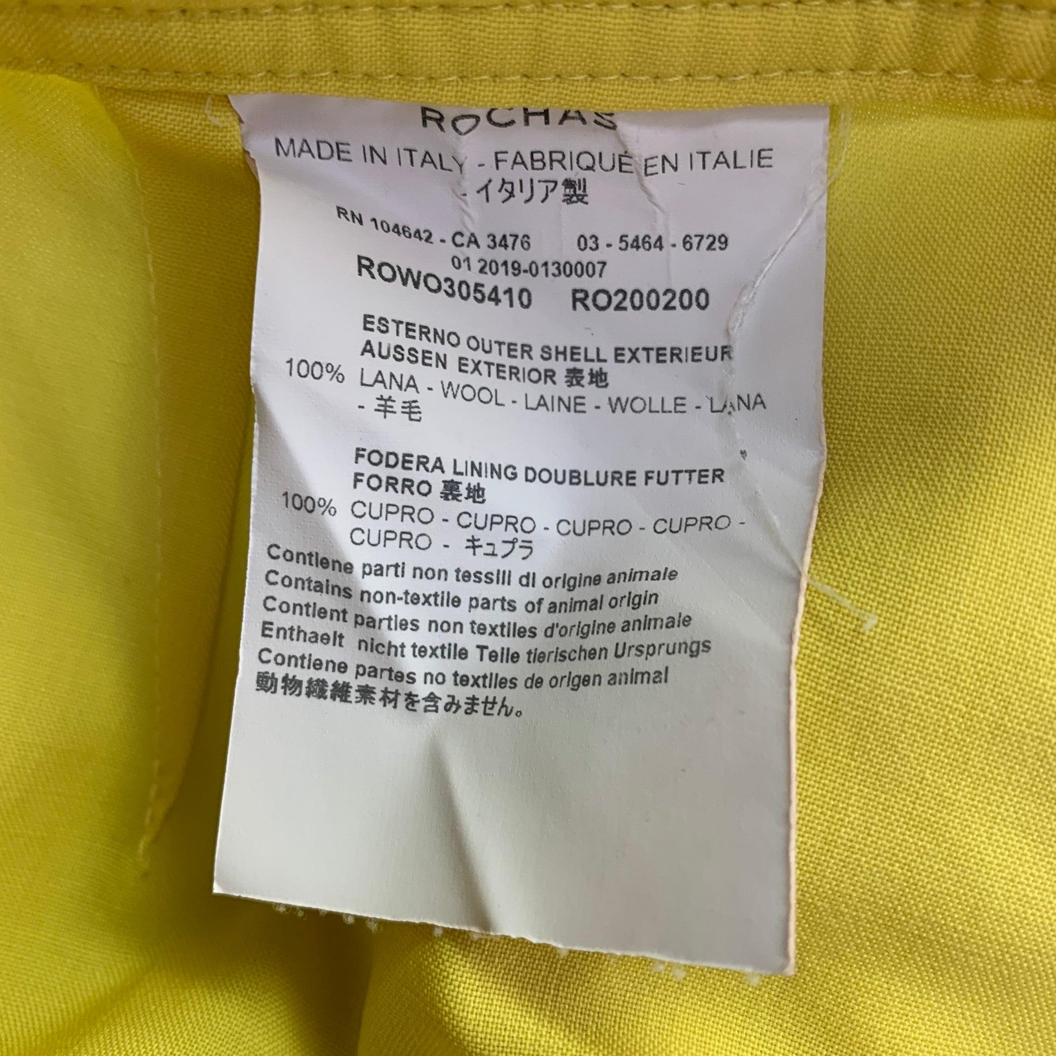 ROCHAS Size L Neon Yellow Wool Cropped Casual Pants For Sale 1