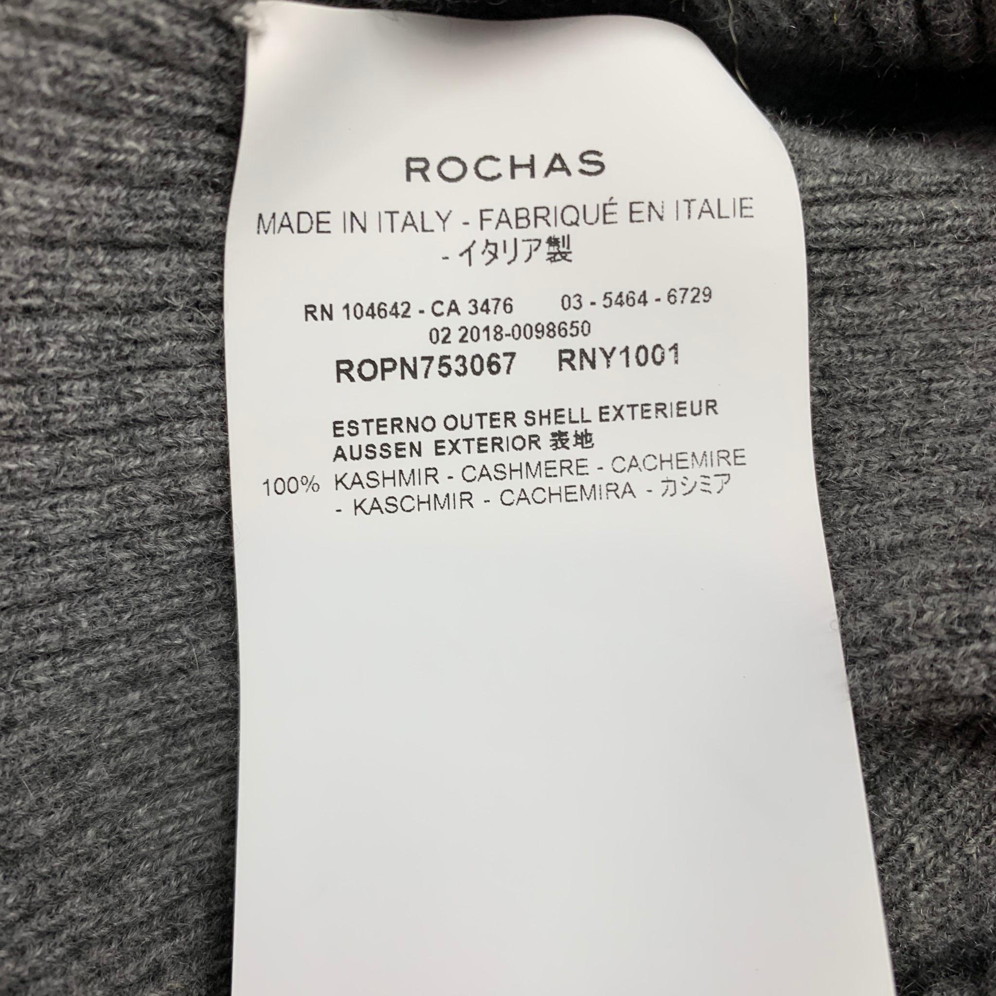 ROCHAS Size S Grey Ribbed Cashmere Turtleneck Pullover In Good Condition In San Francisco, CA