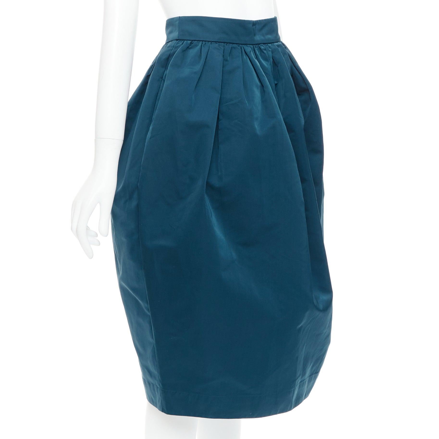 Blue ROCHAS teal blue high waist full bubble midi cocktail skirt IT38 XS For Sale