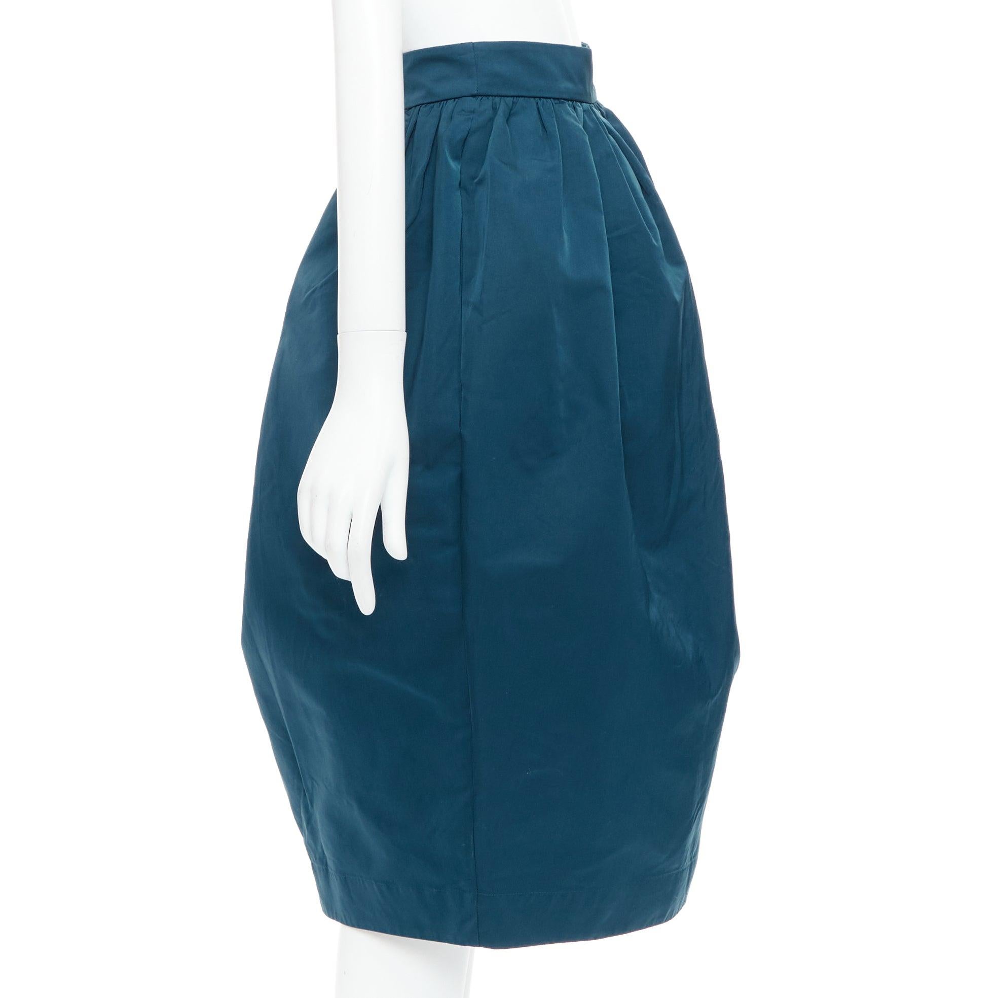 ROCHAS teal blue high waist full bubble midi cocktail skirt IT38 XS In New Condition For Sale In Hong Kong, NT