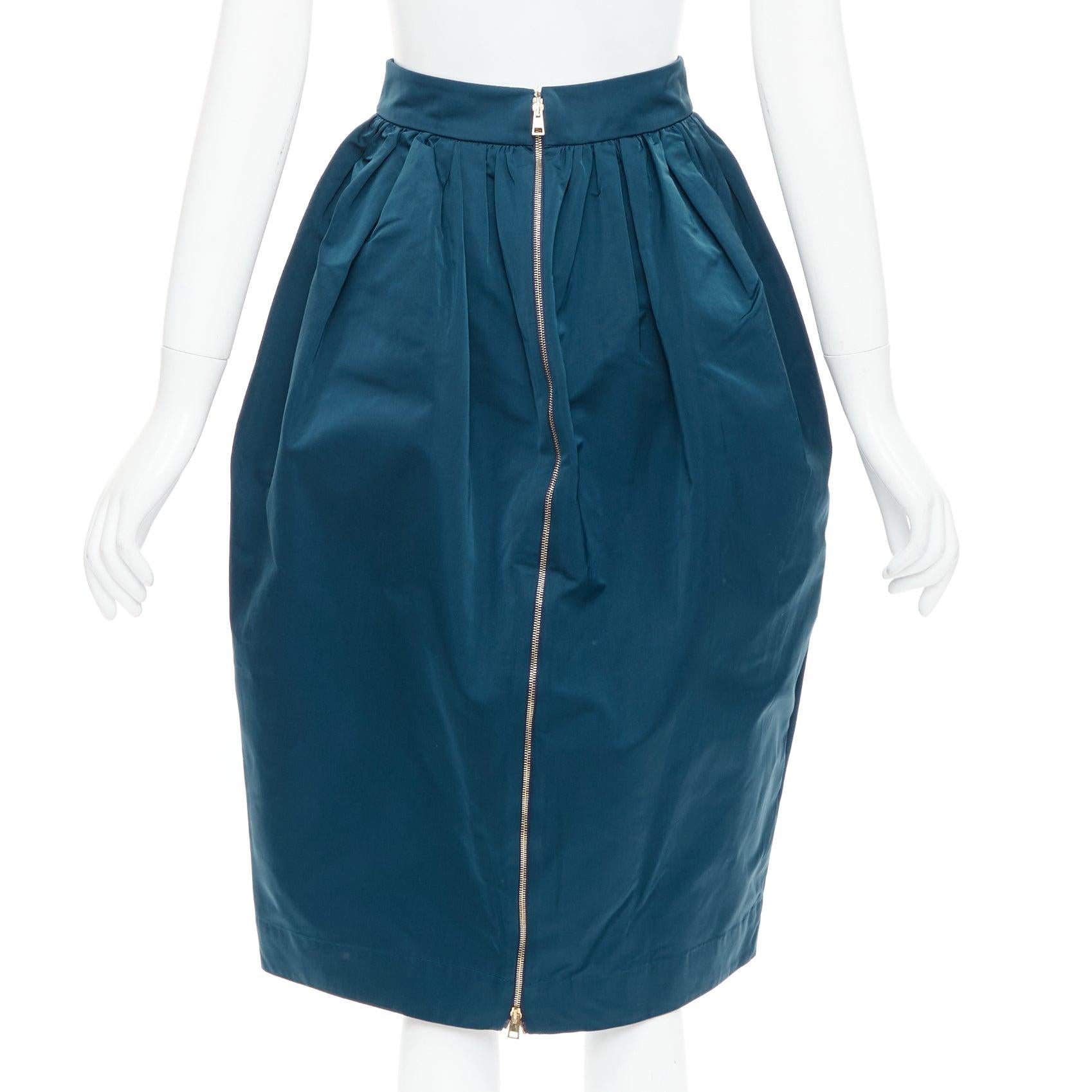 Women's ROCHAS teal blue high waist full bubble midi cocktail skirt IT38 XS For Sale