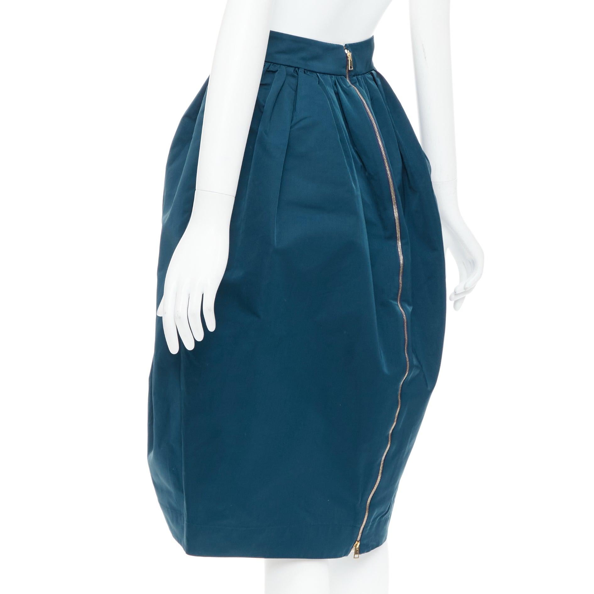 ROCHAS teal blue high waist full bubble midi cocktail skirt IT38 XS For Sale 1