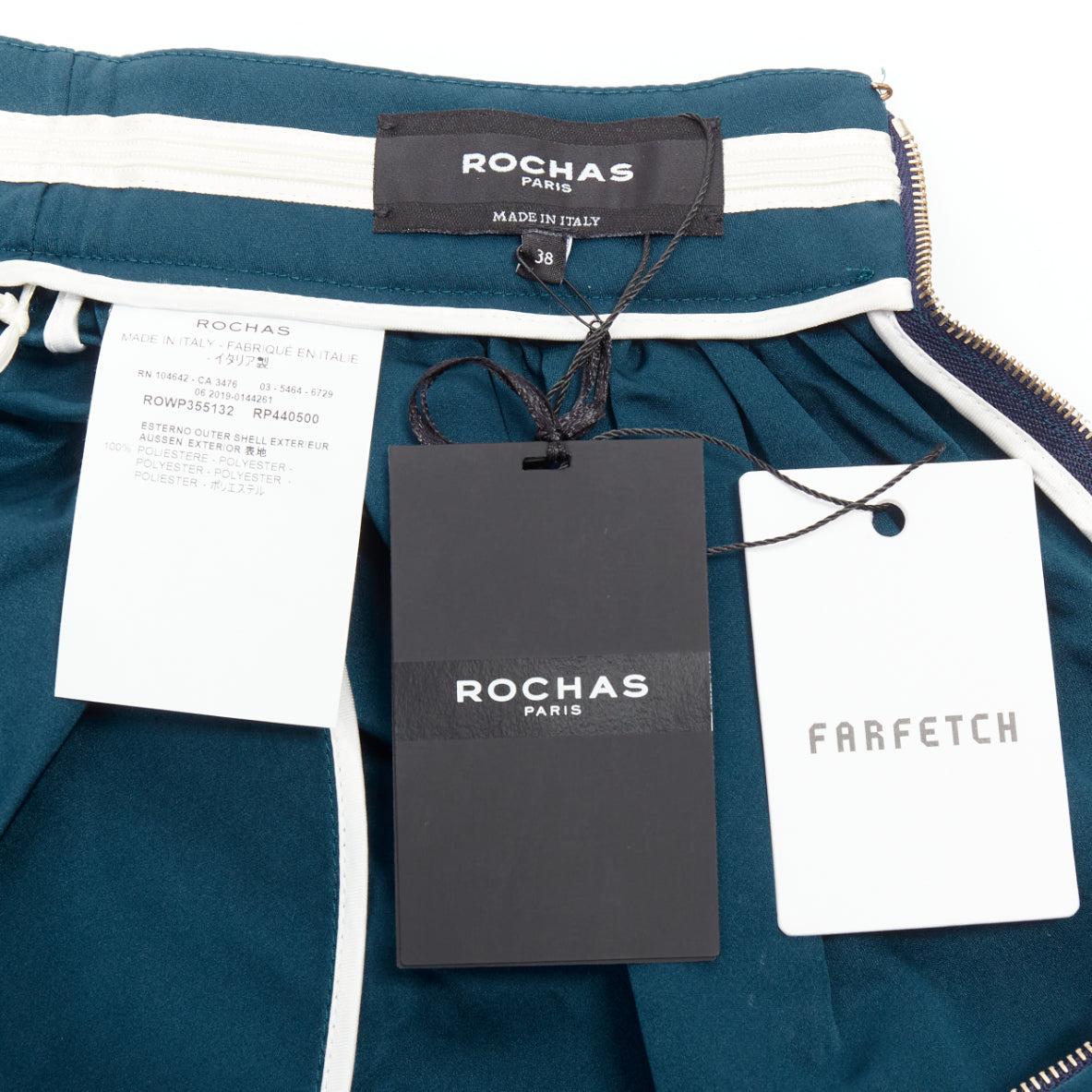 ROCHAS teal blue high waist full bubble midi cocktail skirt IT38 XS For Sale 3