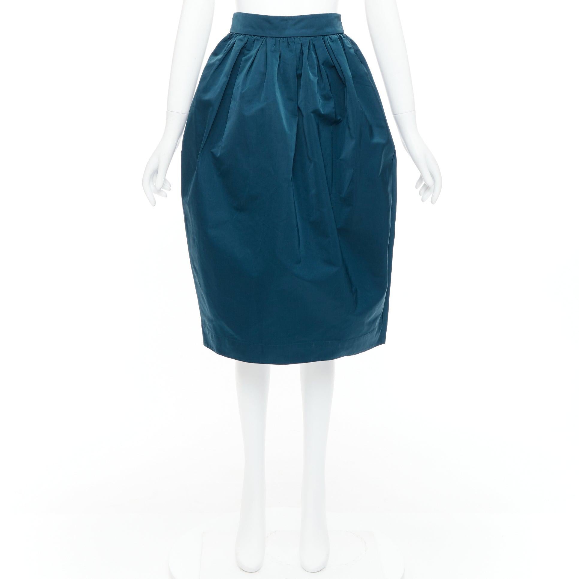 ROCHAS teal blue high waist full bubble midi cocktail skirt IT38 XS For Sale 4