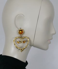 ROCHAS Vintage Bamboo Heart Dangling Earrings
