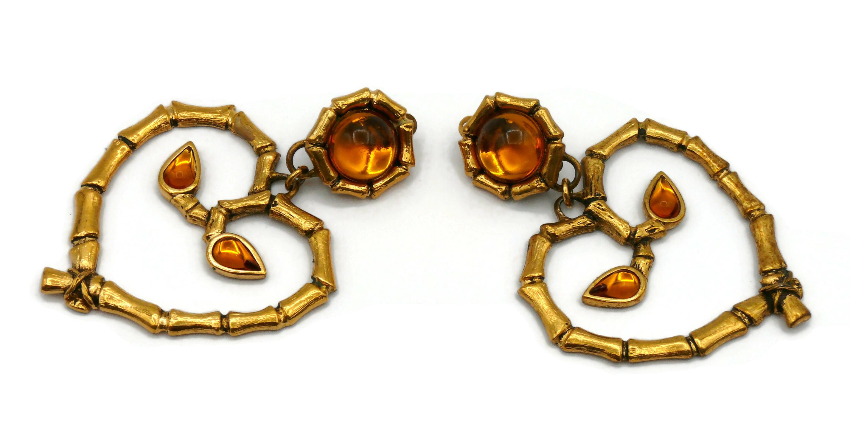 ROCHAS Vintage Bamboo Heart Dangling Earrings For Sale 1
