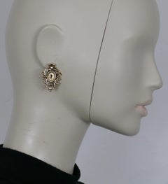 ROCHAS Pendientes de clip barrocos vintage en tono dorado