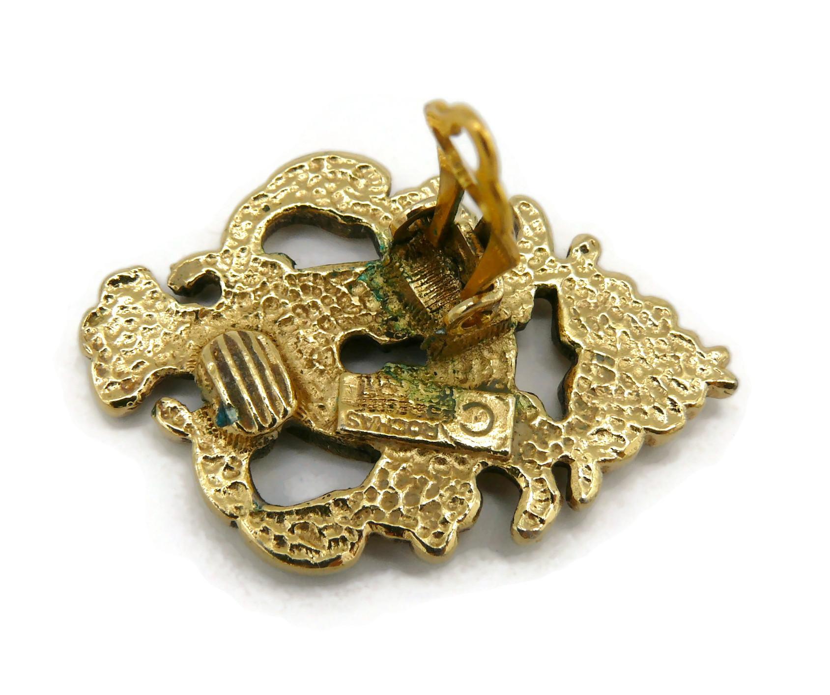 ROCHAS Pendientes de clip barrocos vintage en tono dorado en venta 3