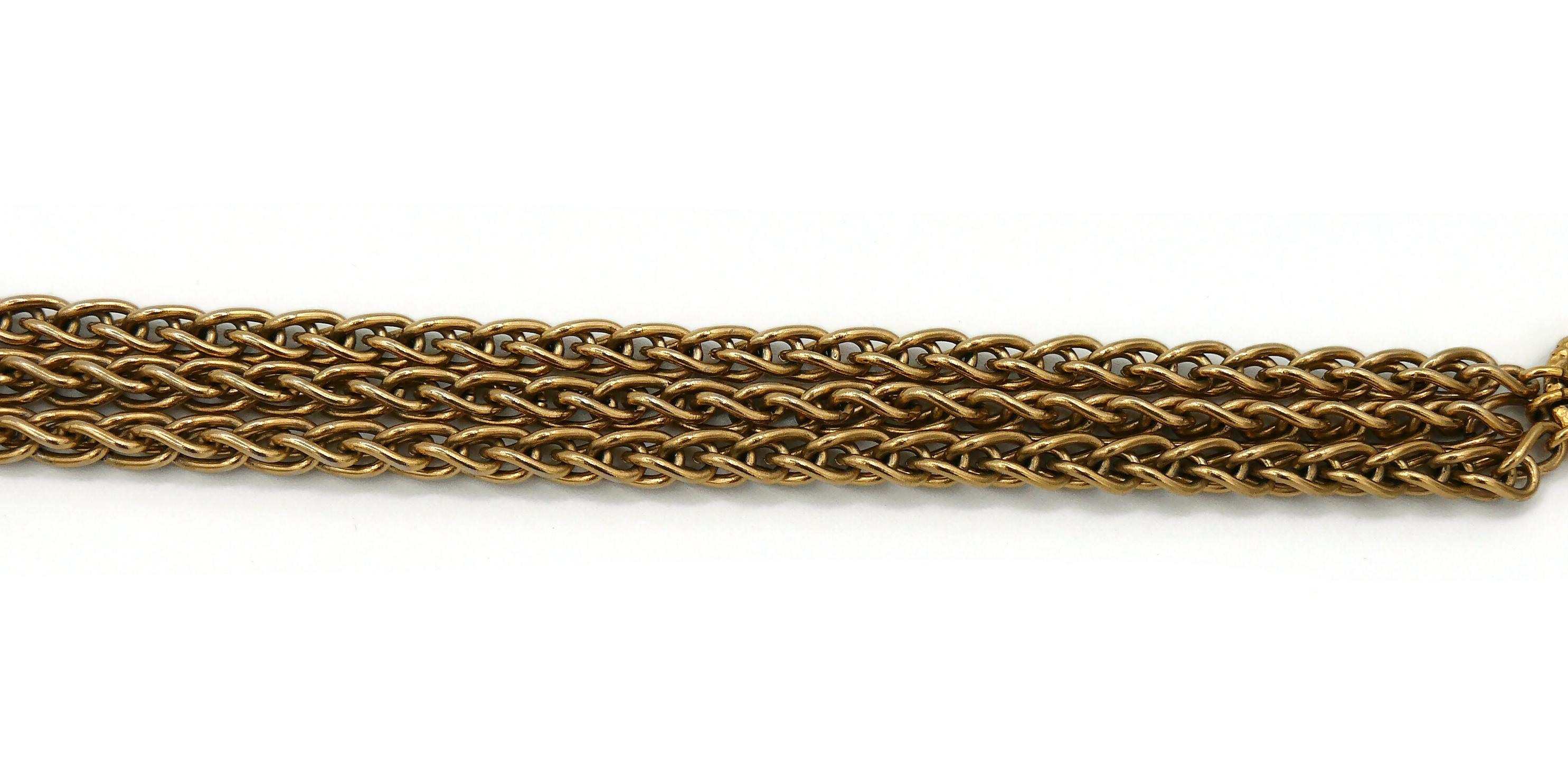 Vintage Gold getönte Halskette mit Schloss-Anhänger von Rochas im Angebot 6
