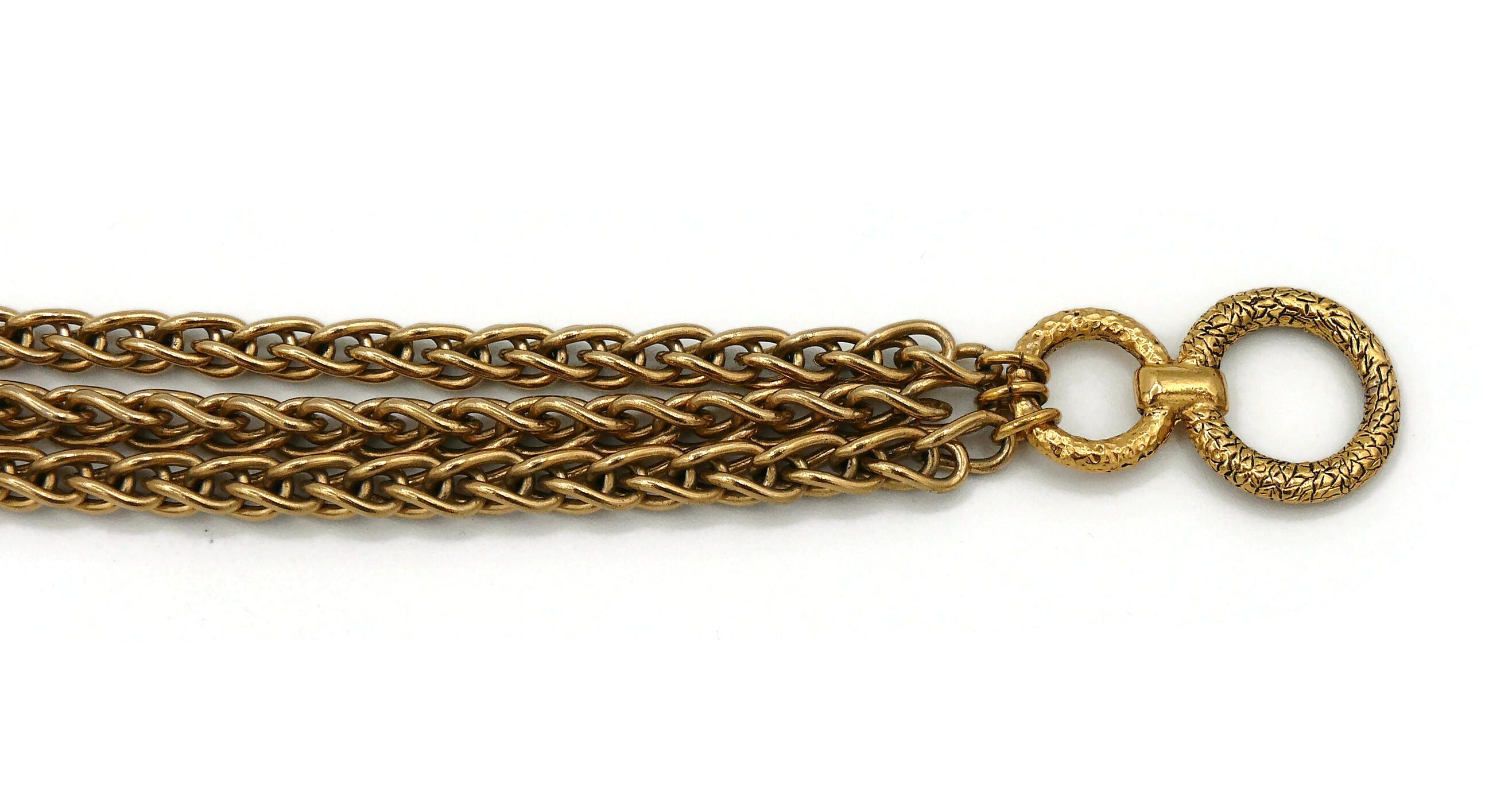 Rochas Vintage Gold Toned Lock Pendant Necklace For Sale 5