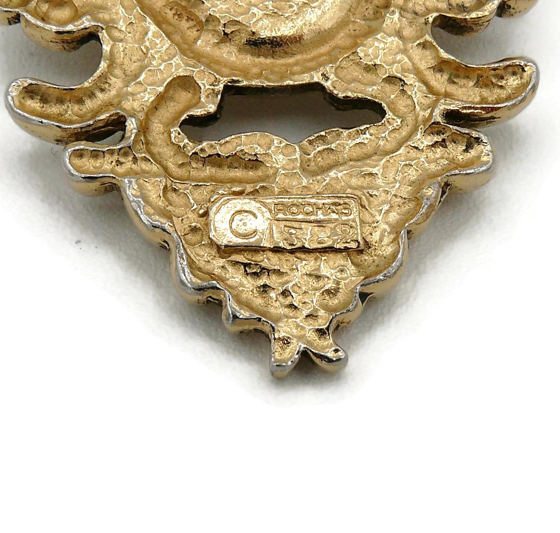 Rochas Vintage Gold Toned Lock Pendant Necklace For Sale 7