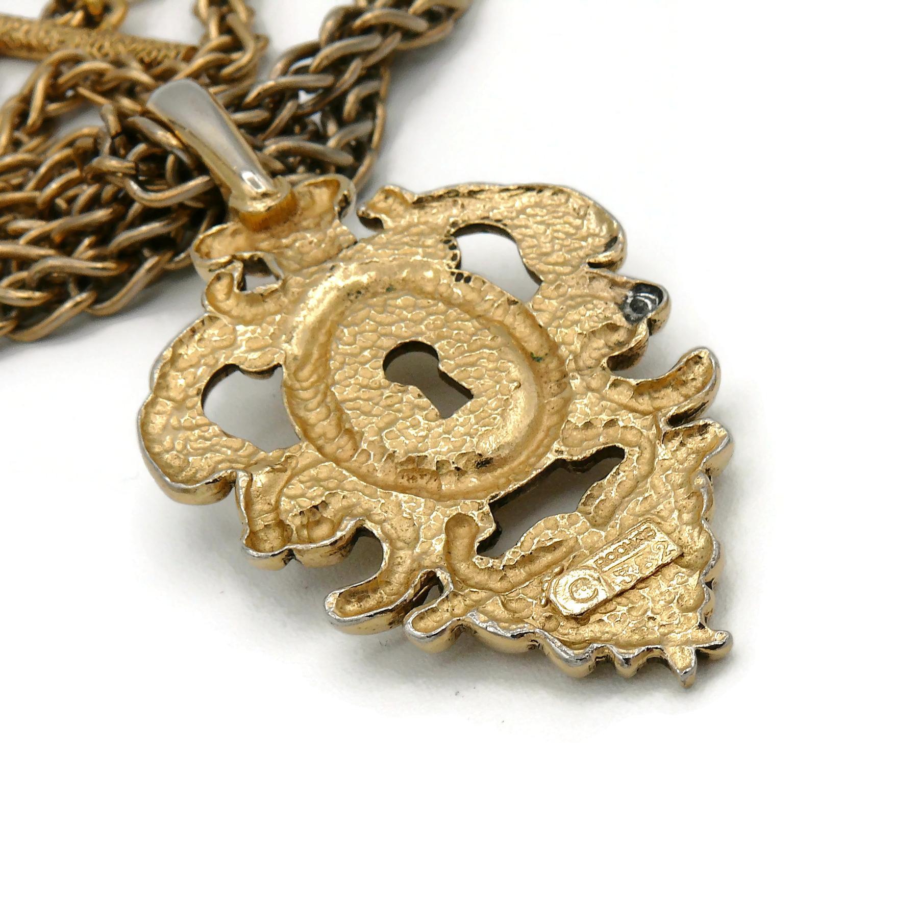 Rochas Vintage Gold Toned Lock Pendant Necklace For Sale 9