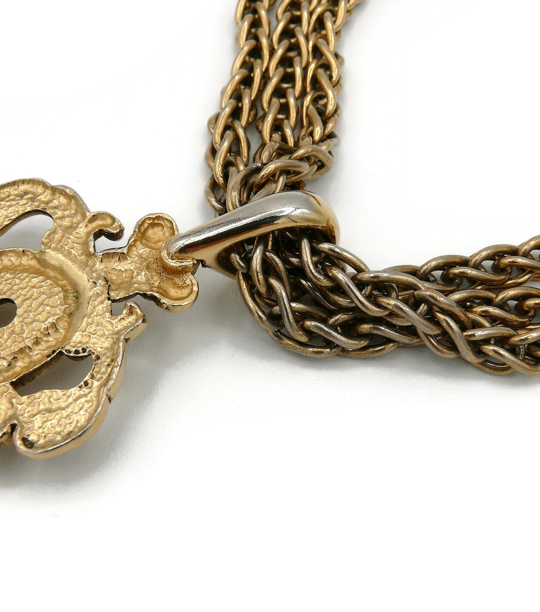 Rochas Vintage Gold Toned Lock Pendant Necklace For Sale 10