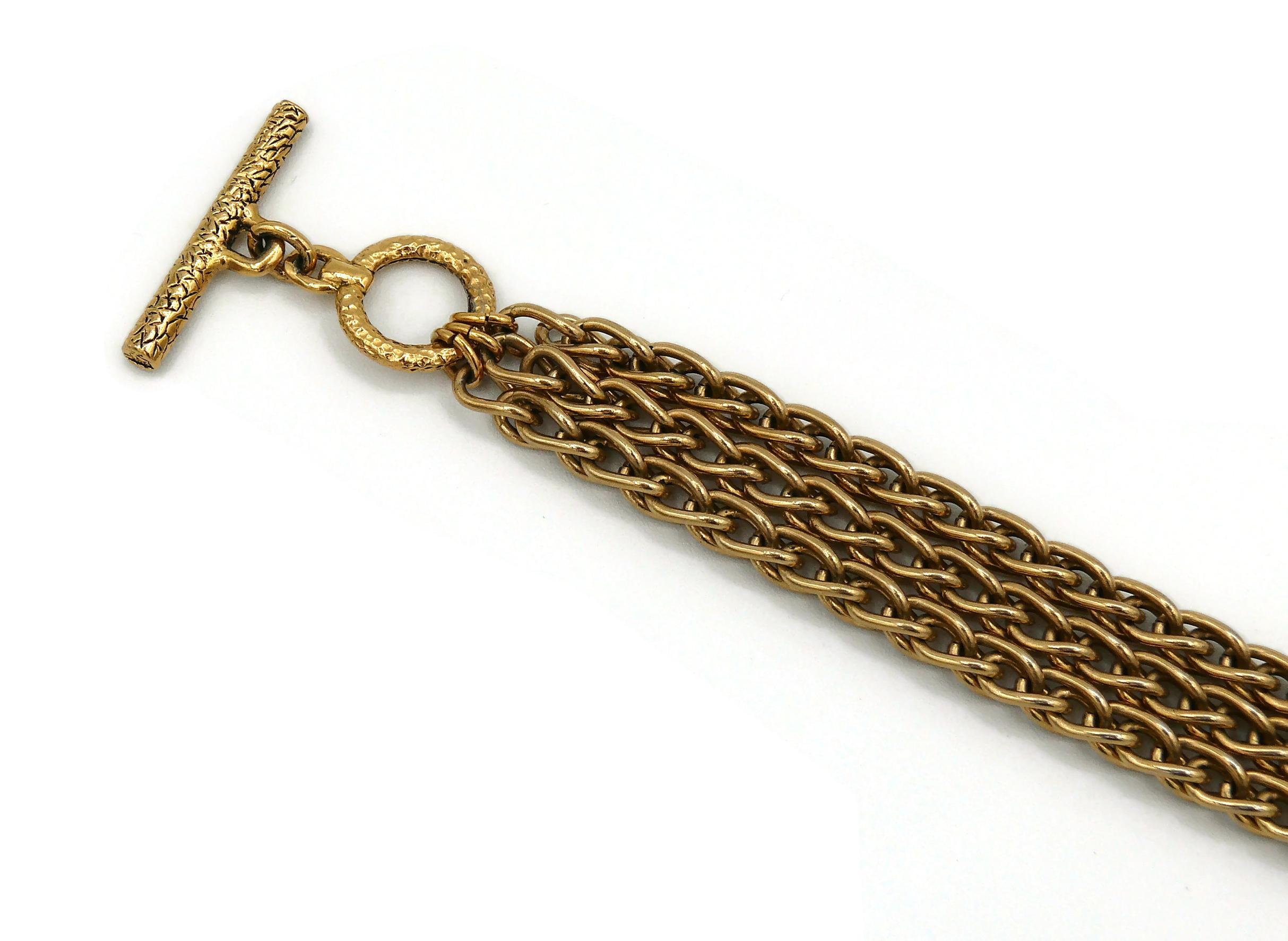 Women's Rochas Vintage Gold Toned Lock Pendant Necklace For Sale