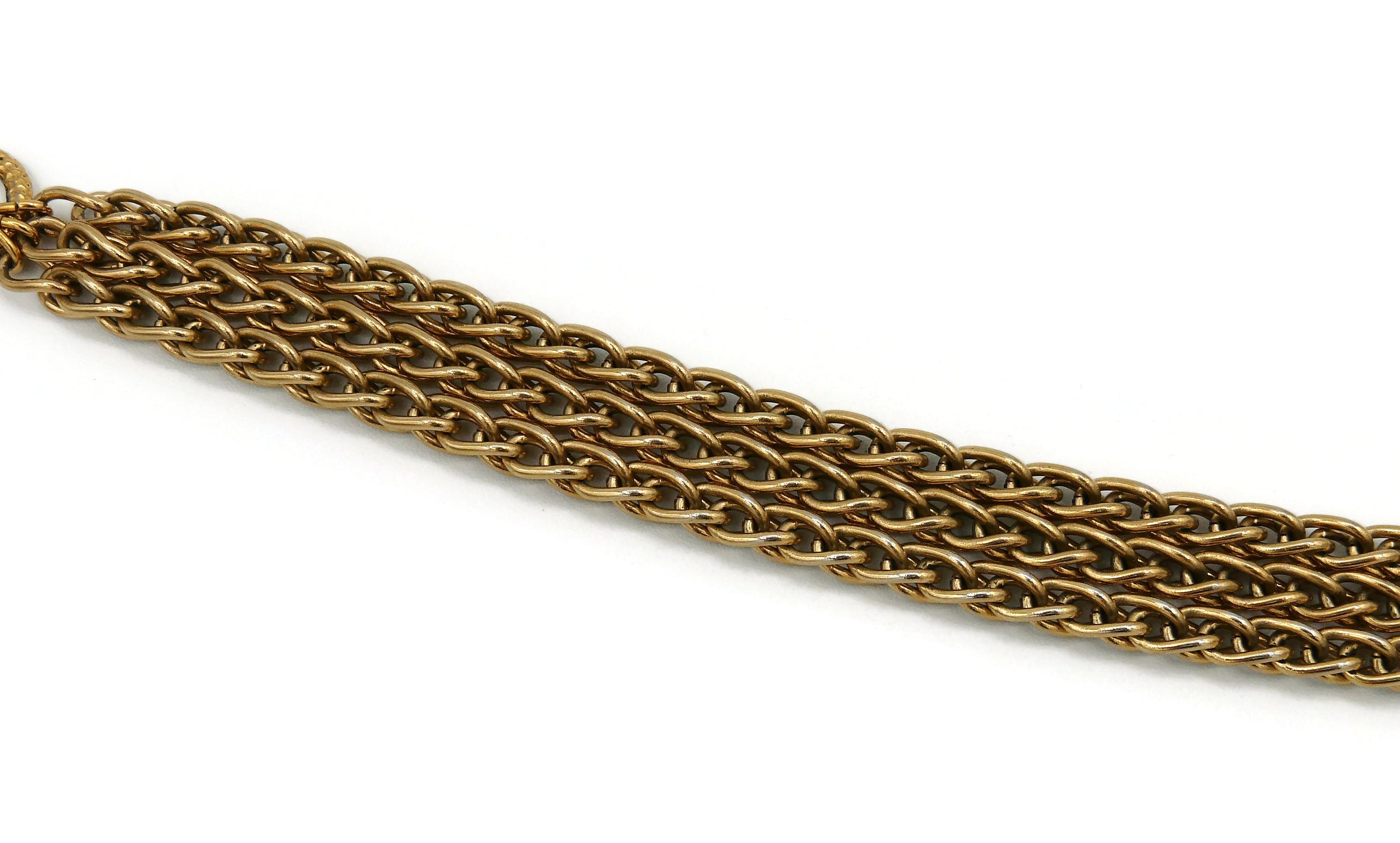 Rochas Vintage Gold Toned Lock Pendant Necklace For Sale 1
