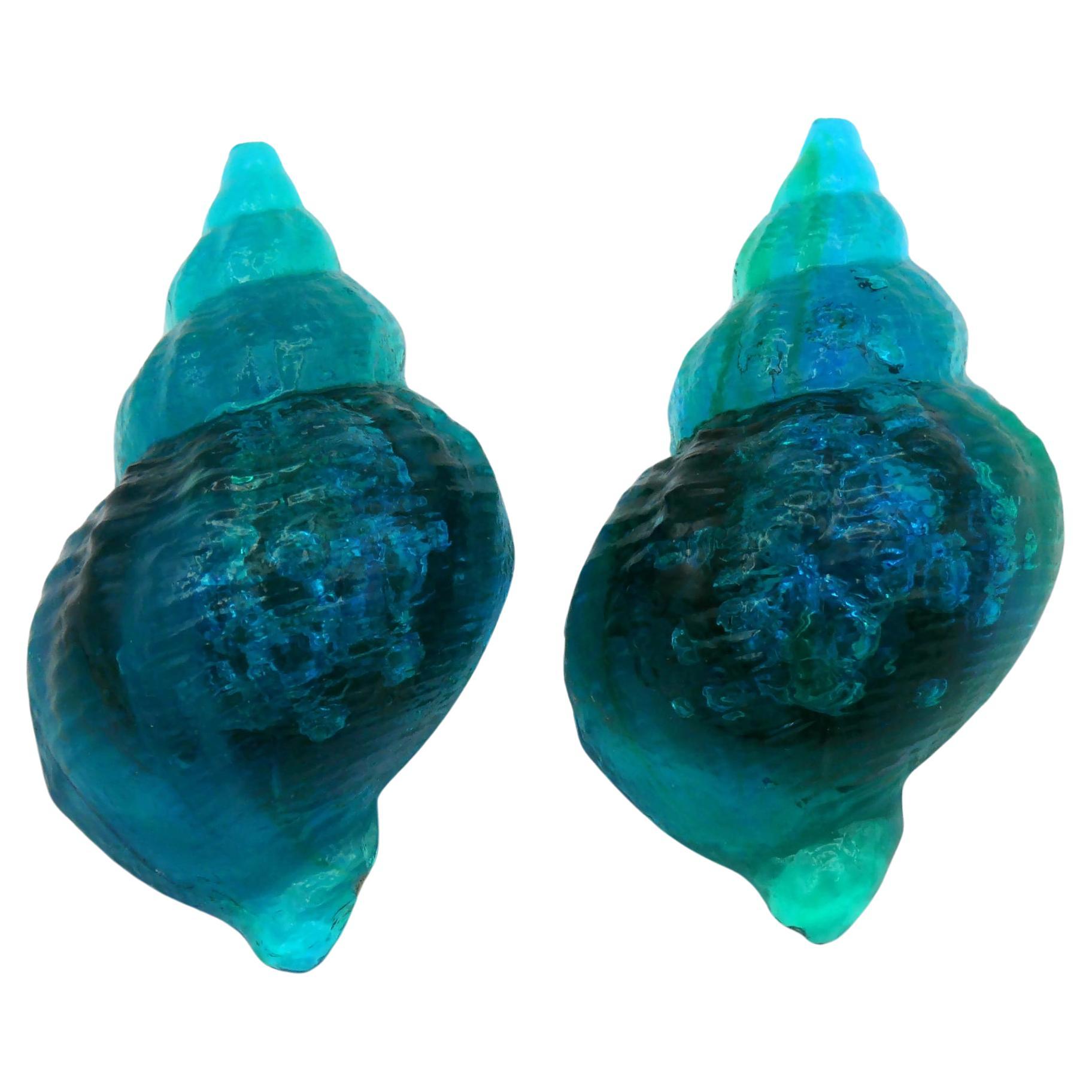 ROCHAS Vintage Massive Sea Shell Resin Clip-On Earrings For Sale