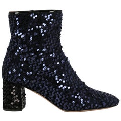 Rochas Woman Ankle boots Navy Fabric IT 39.5