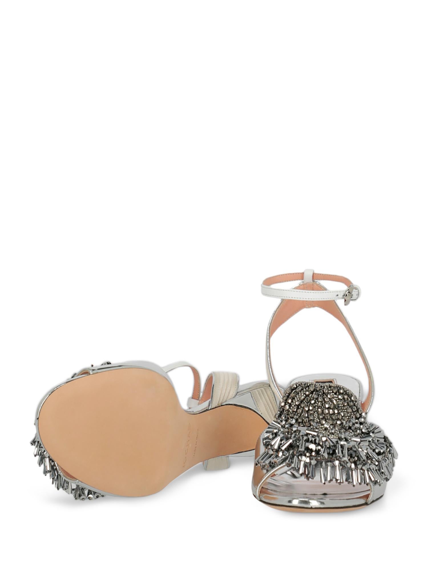 Women's Rochas Woman Sandals Silver EU 35.5 For Sale