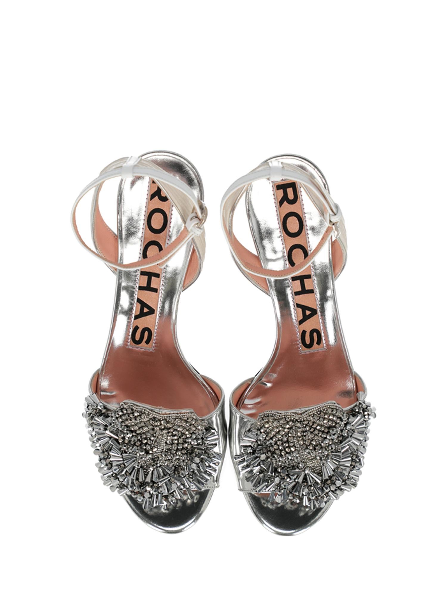 Rochas Woman Sandals Silver EU 35.5 For Sale 1