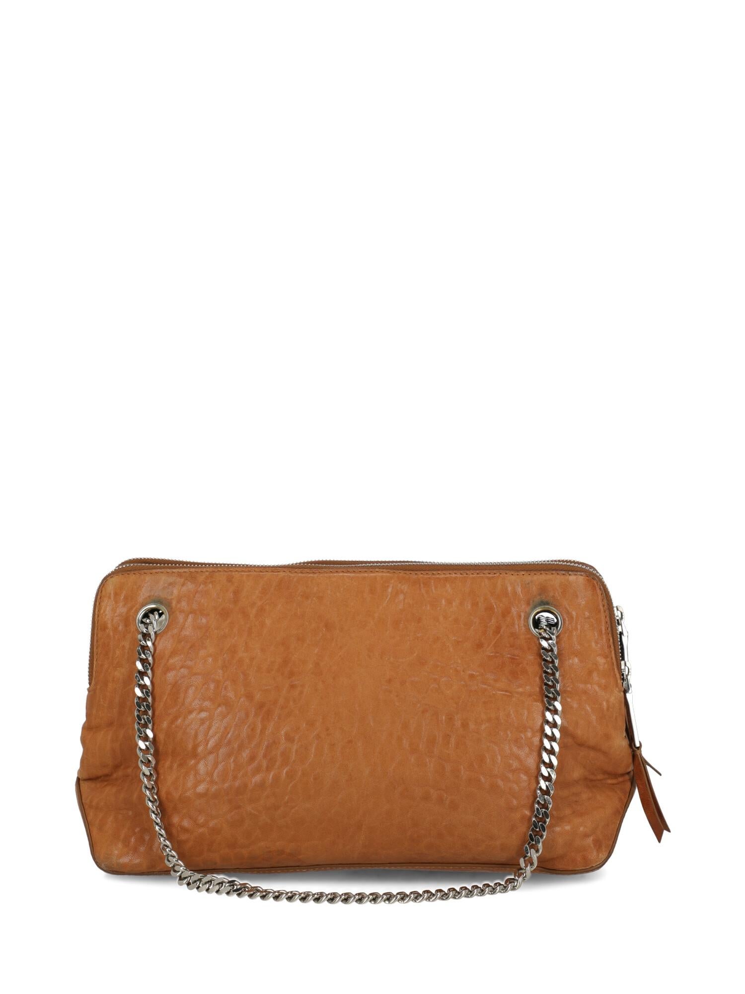 Rochas Woman Shoulder bag Camel Color Leather In Fair Condition For Sale In Milan, IT