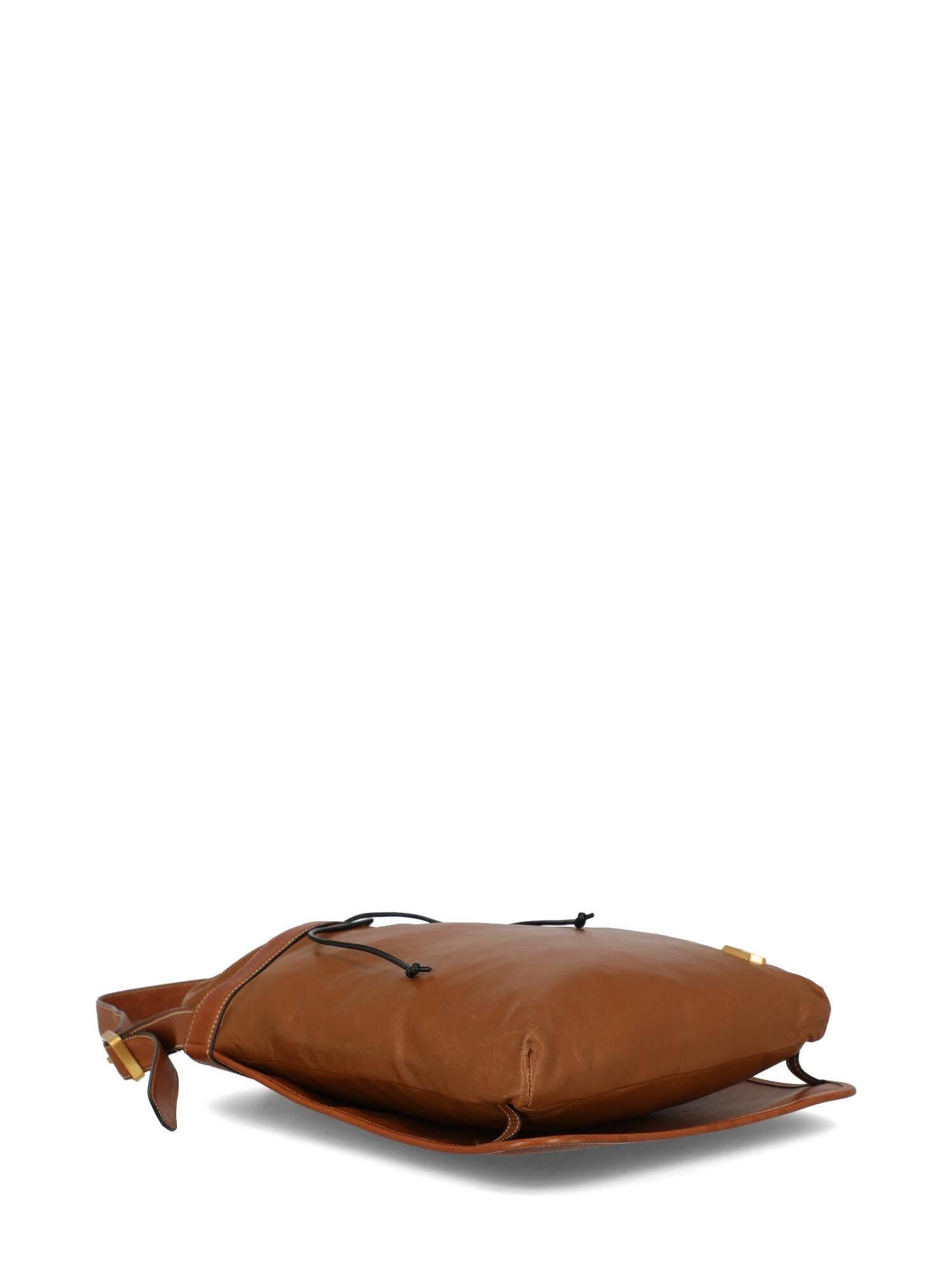 Brown Rochas Woman Shoulder bag Camel Color Leather For Sale