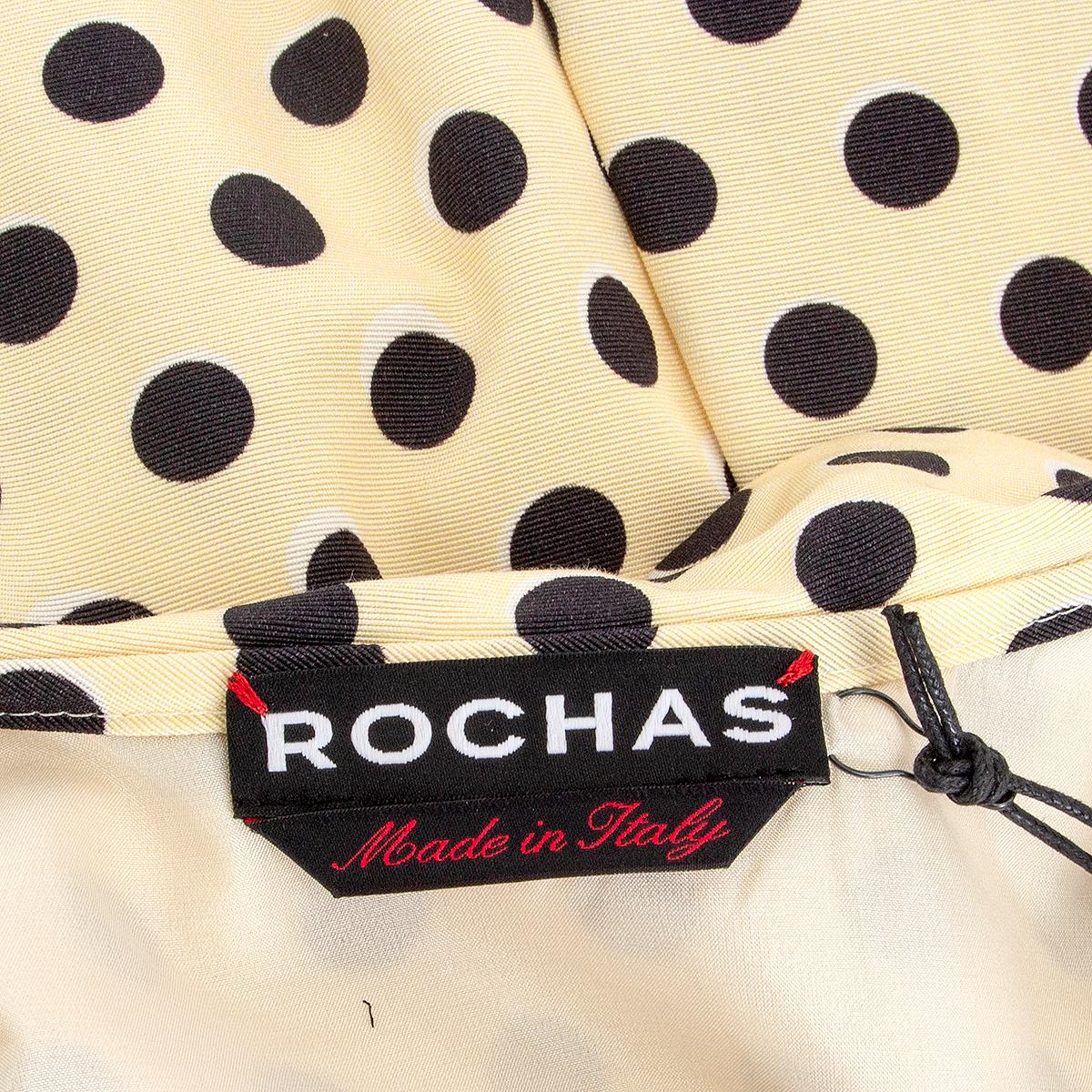 Women's ROCHAS yellow & black cotton POLKA DOT SLEEVELESS SHEATH DRESS 40 M For Sale