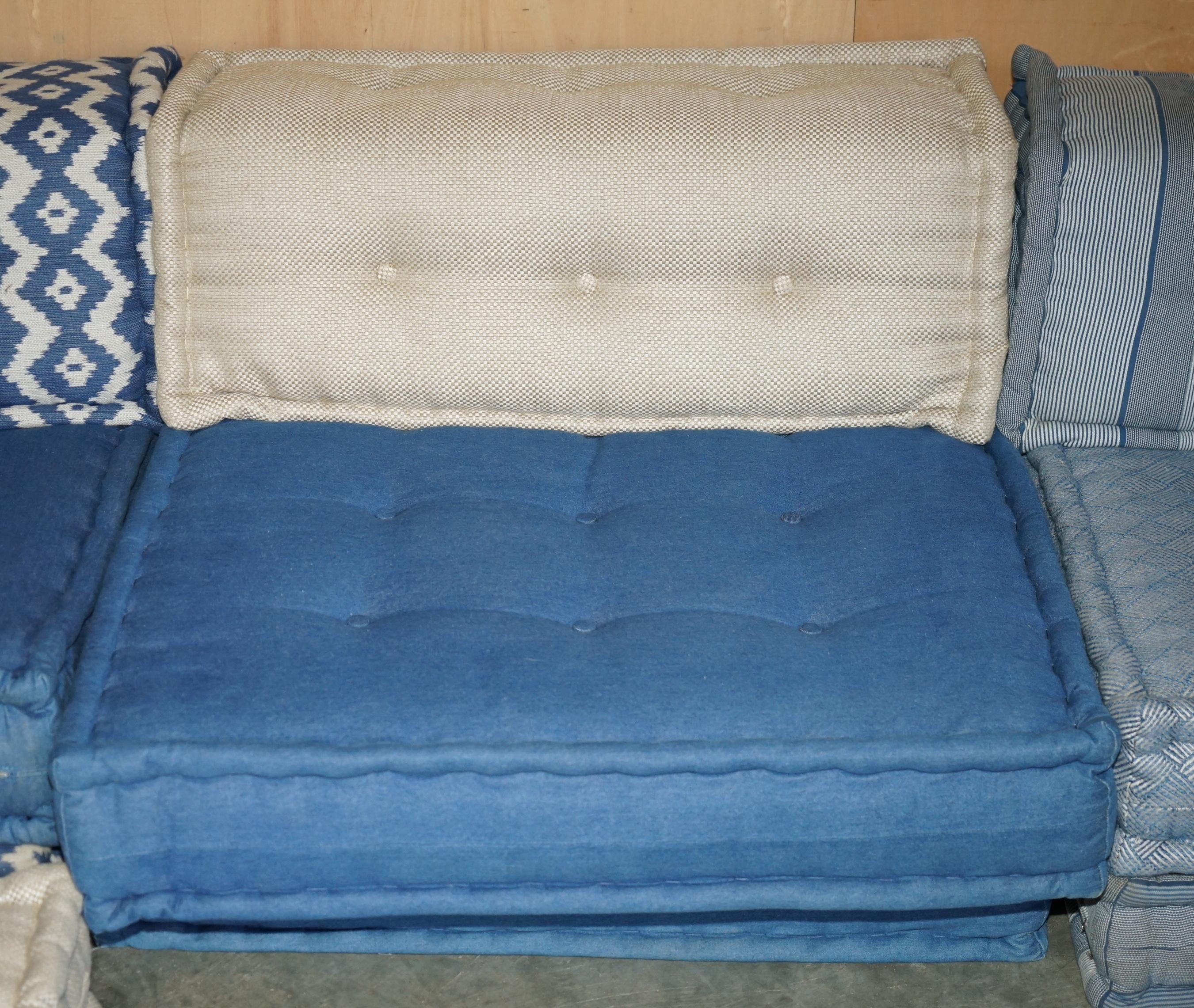 Mid-Century Modern ROCHE BOBOIS 11 PiECE KENZO MAH JONG BY HANS HOPFER CORNER MODULAR SOFA SET For Sale