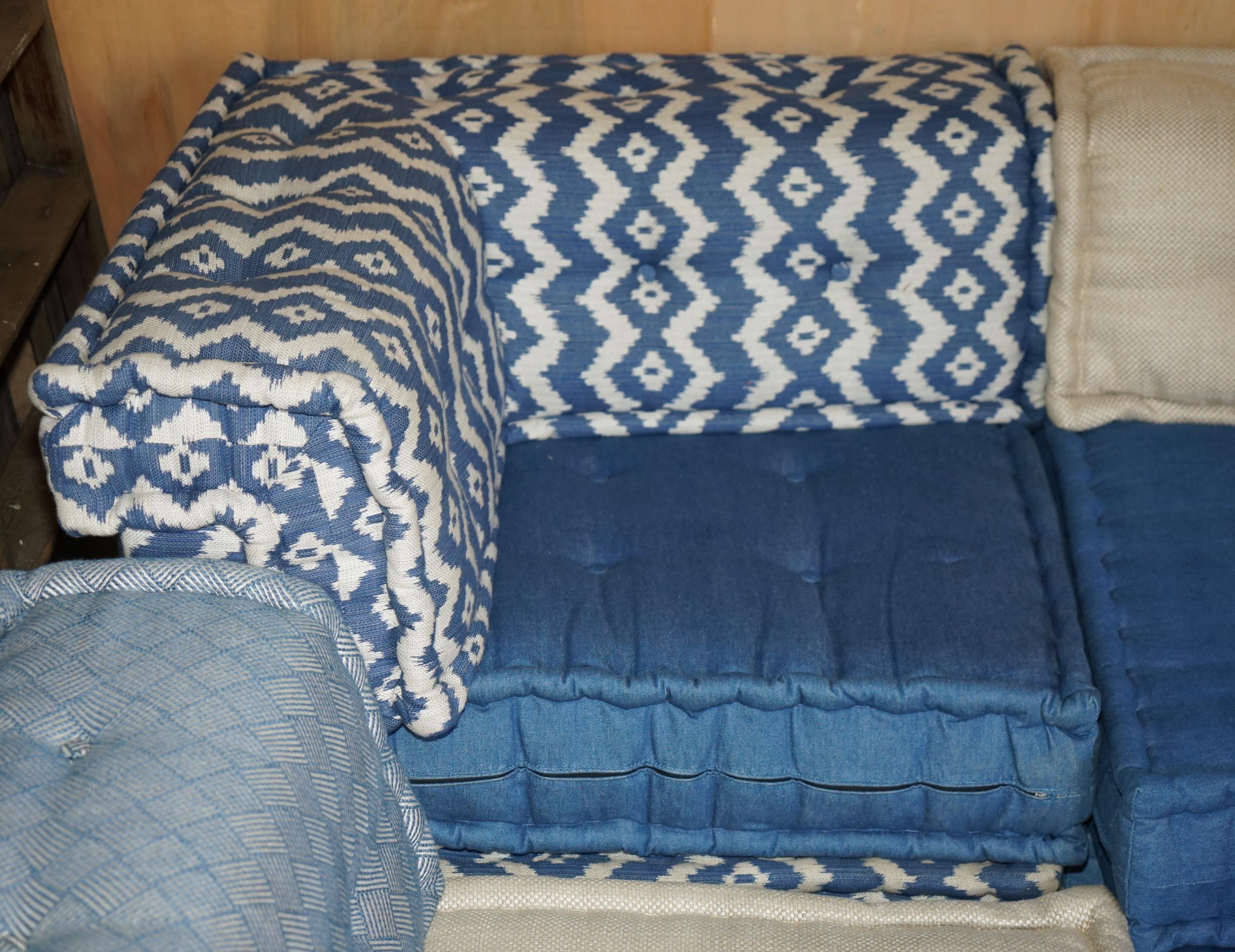 English ROCHE BOBOIS 11 PiECE KENZO MAH JONG BY HANS HOPFER CORNER MODULAR SOFA SET For Sale