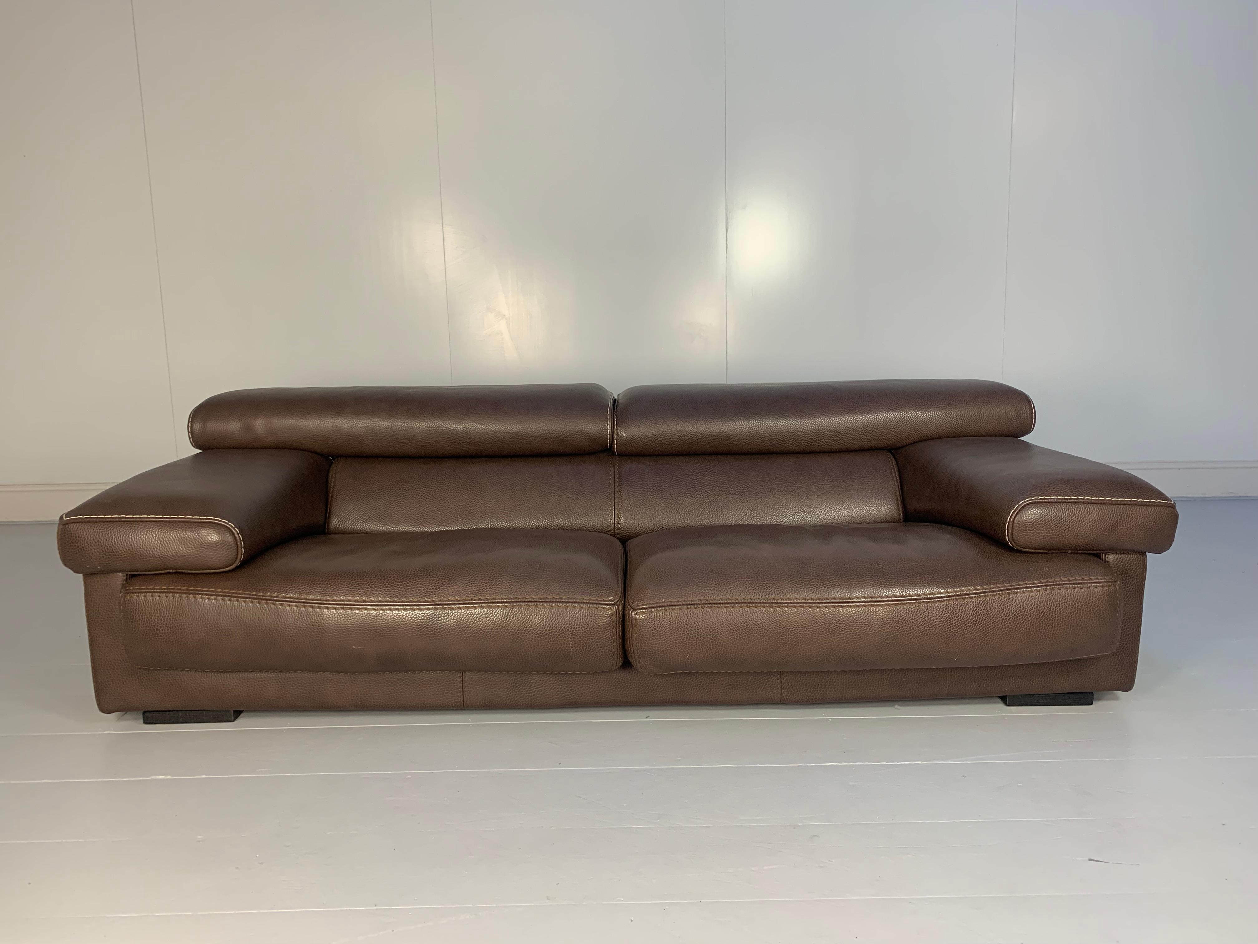 Roche Bobois 3-Seat Sofa in Dark Brown Leather 3