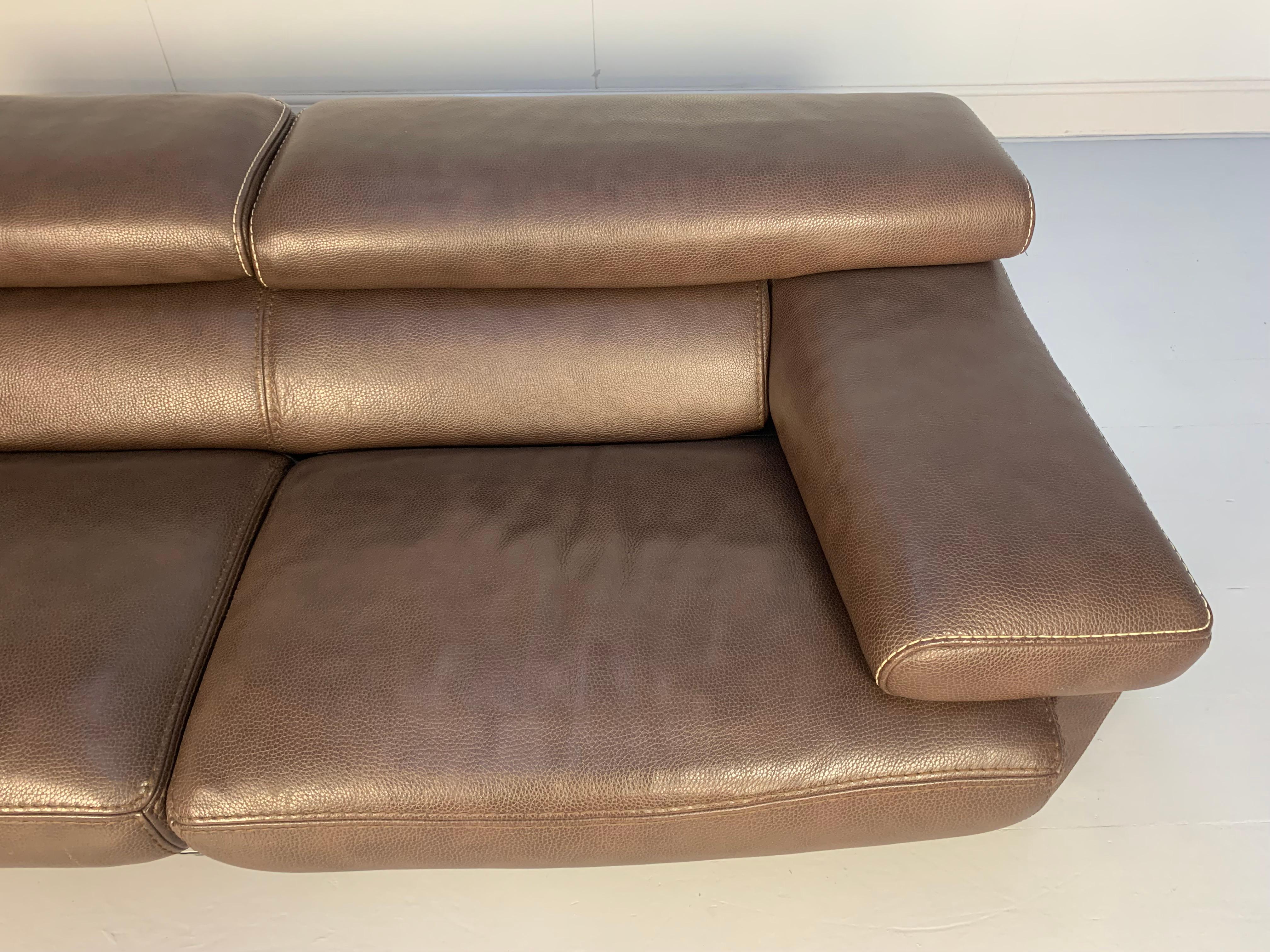 Roche Bobois 3-Seat Sofa in Dark Brown Leather 9