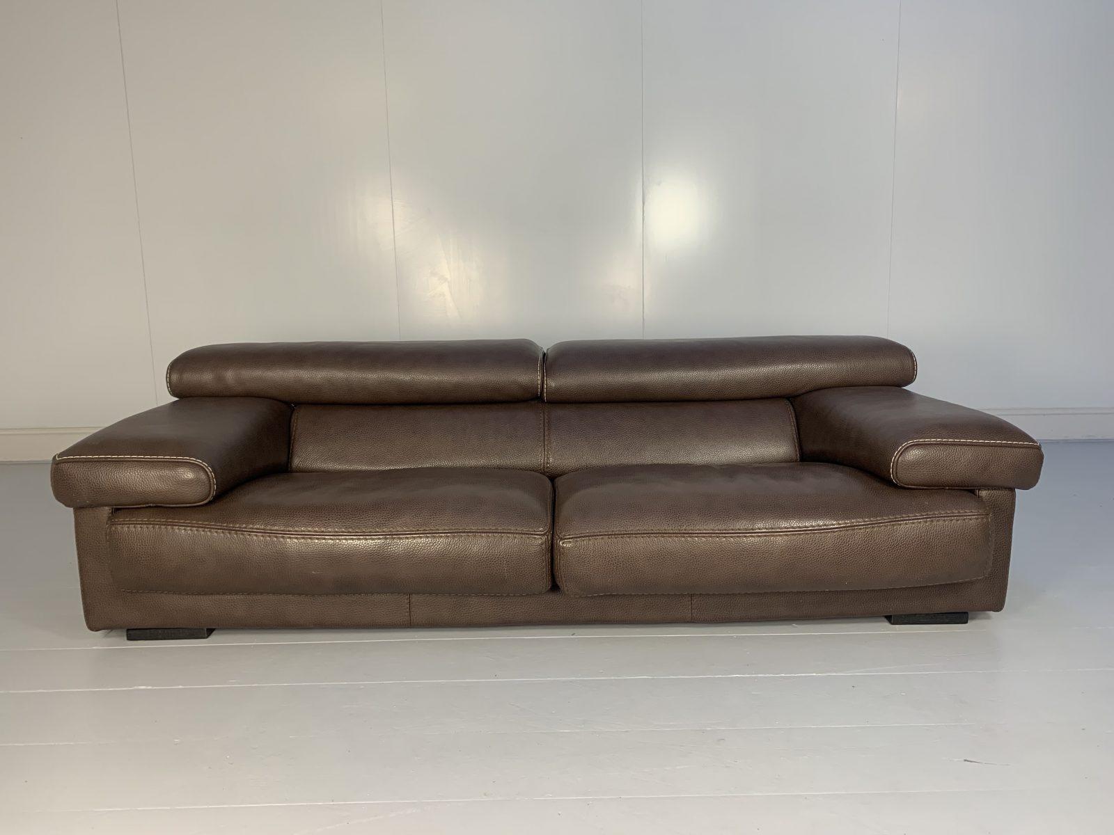 This is quite possibly the last leather sofa you might ever need buy. The piece in question is a gorgeous, sensationally-proportioned large 3-Seat Sofa with multi-position backrest from the world renown French furniture house of Roche Bobois,