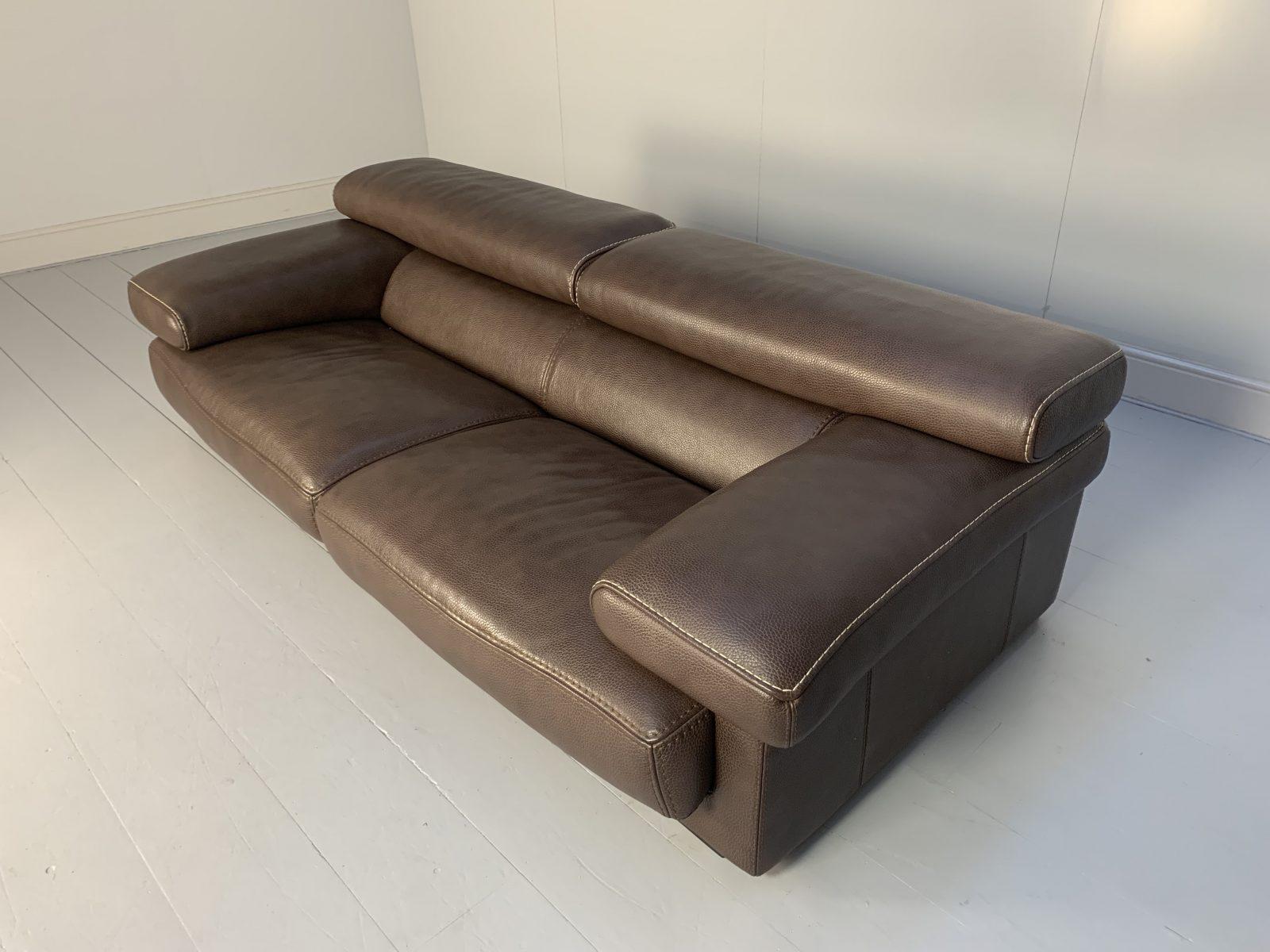 Roche Bobois 3-Seat Sofa in Dark Brown Leather In Good Condition In Barrowford, GB