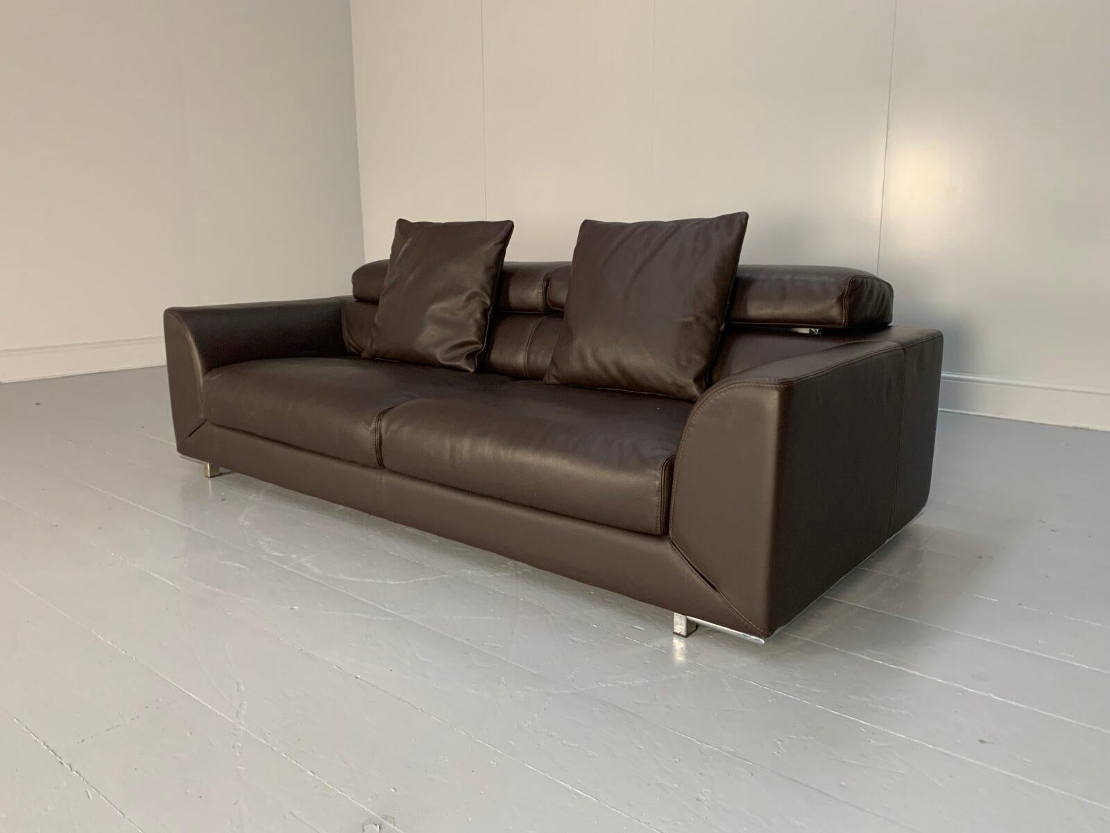 Français Canapé 3 places Roche Bobois  - En cuir Brown foncé