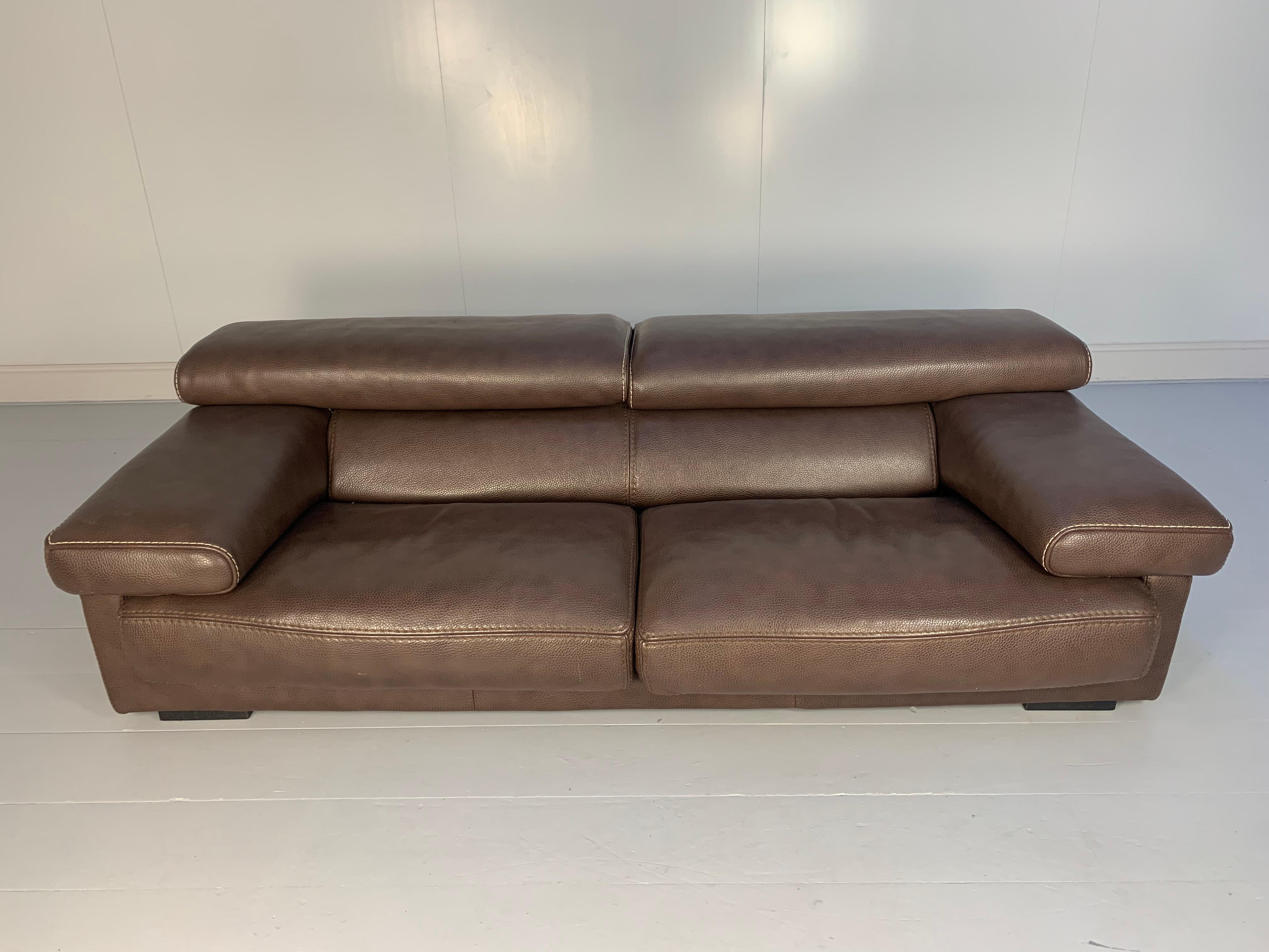 Contemporary Roche Bobois 3-Seat Sofa in Dark Brown Leather