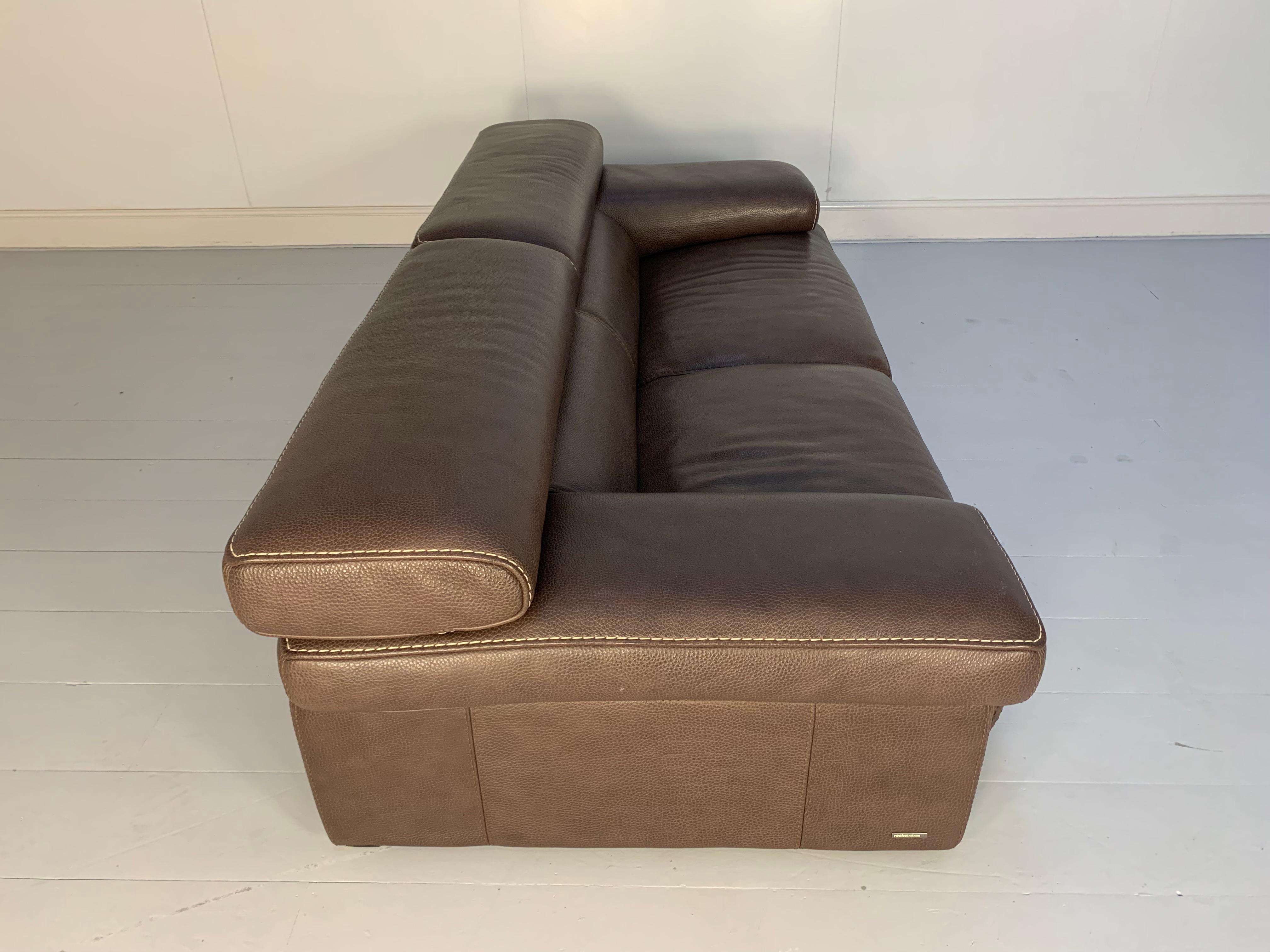 Roche Bobois 3-Seat Sofa in Dark Brown Leather 1