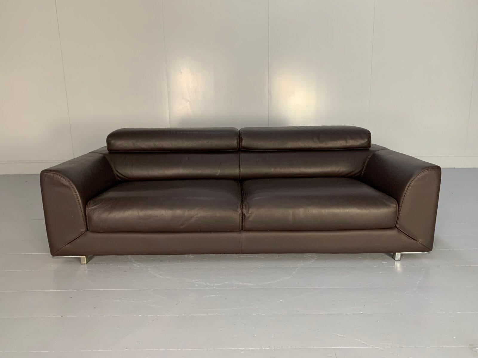 XXIe siècle et contemporain Canapé 3 places Roche Bobois  - En cuir Brown foncé