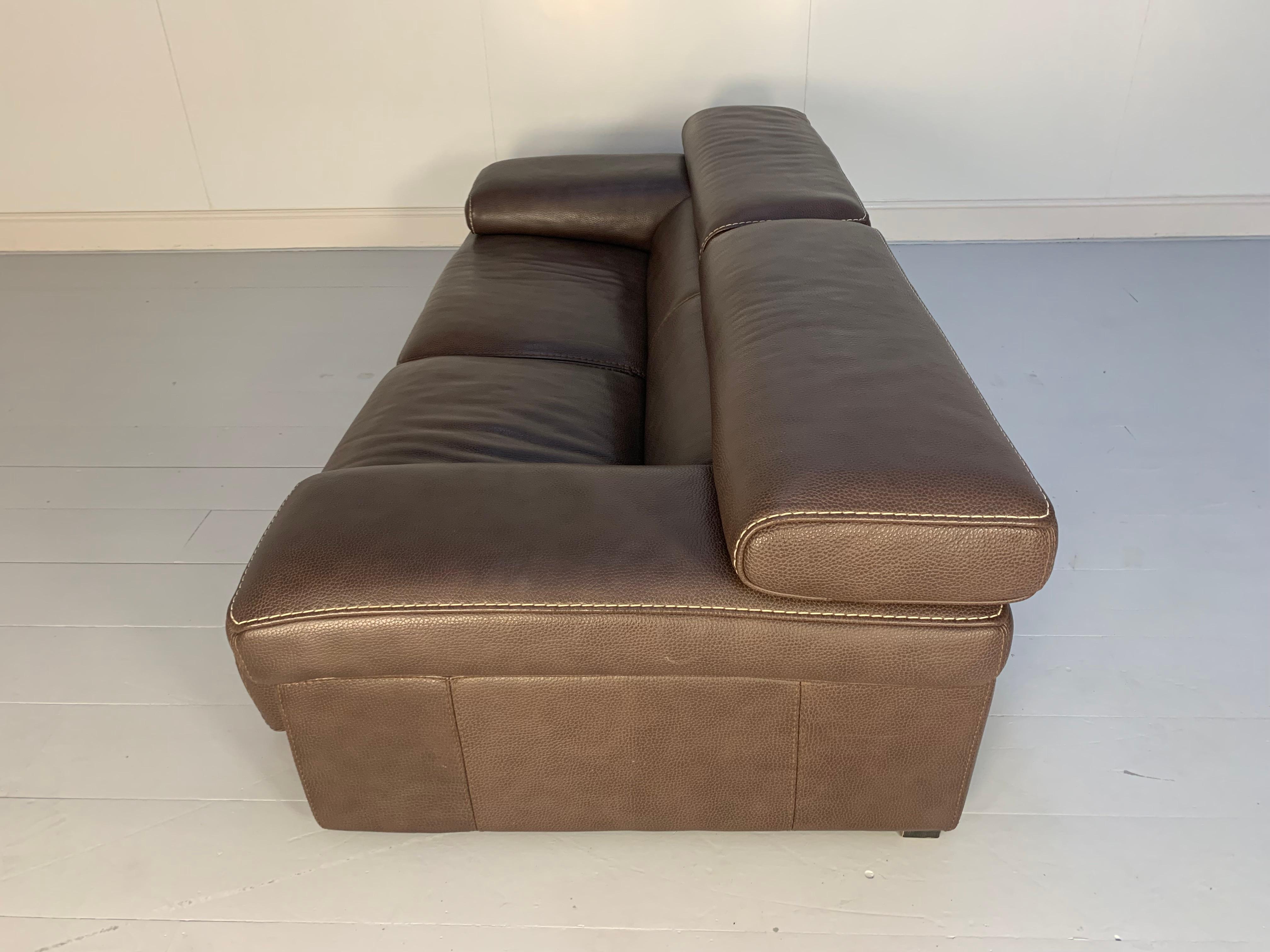 Roche Bobois 3-Seat Sofa in Dark Brown Leather 2
