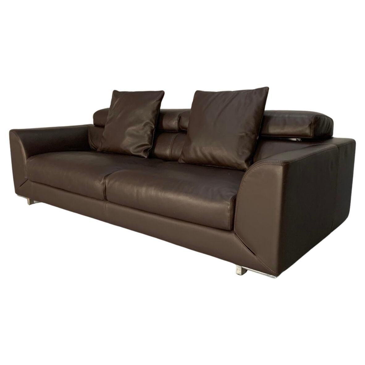 Roche Bobois 3-Seat Sofa  - In Dark Brown Leather
