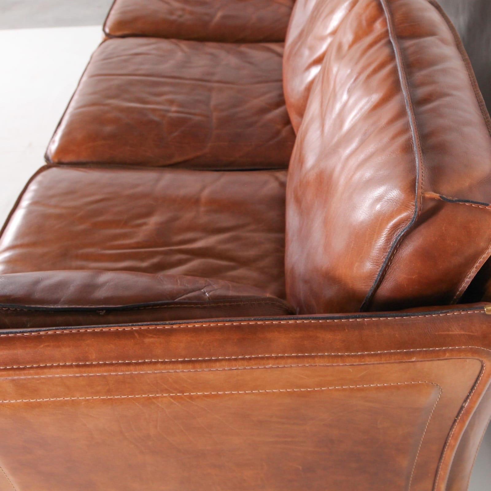 Late 20th Century Roche Bobois 3 seaters leather sofa
