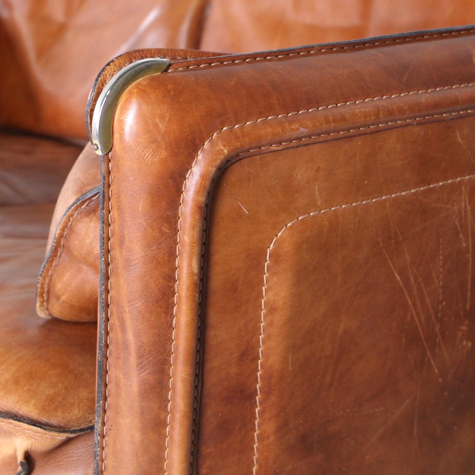 Roche Bobois 3 seaters leather sofa 1