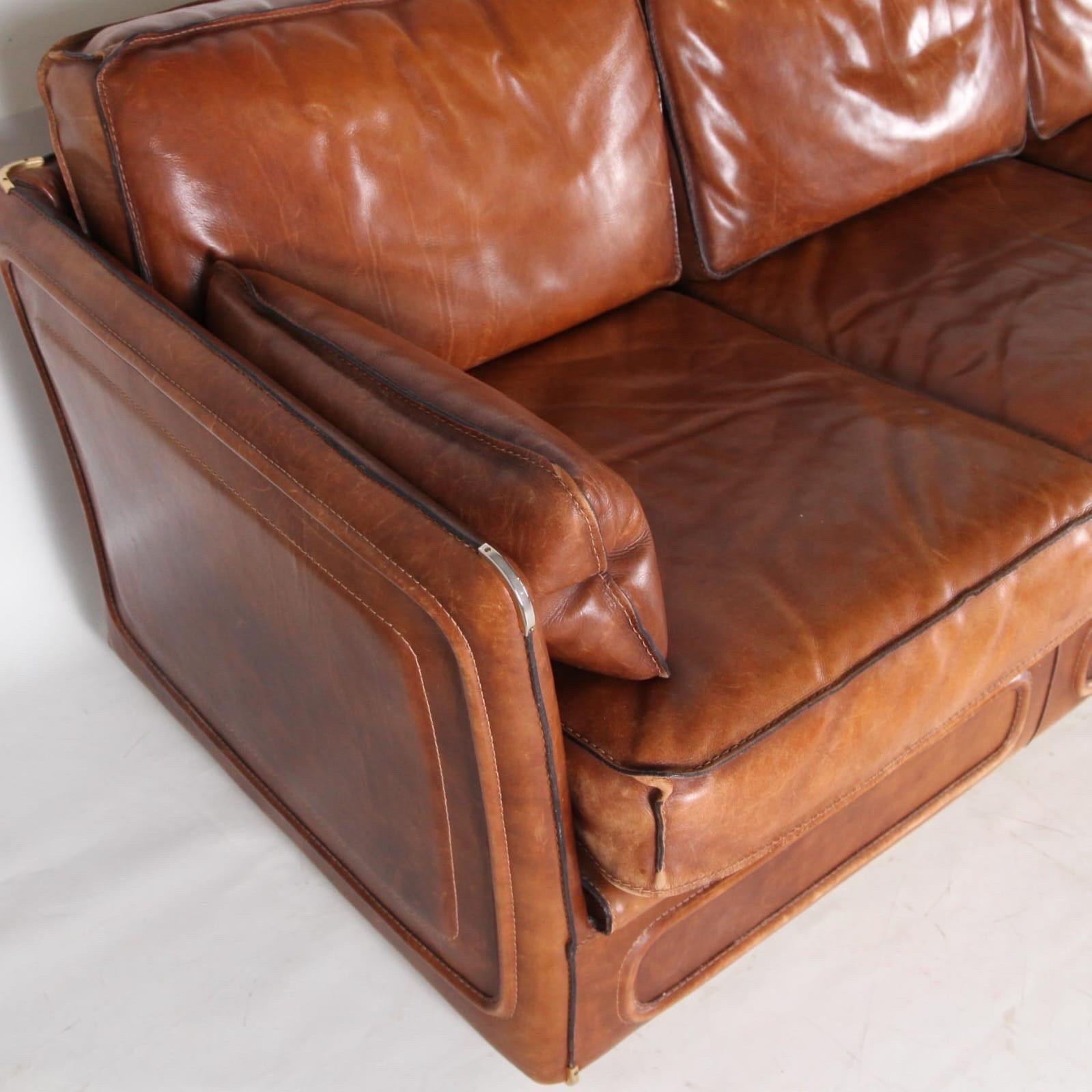 Roche Bobois 3 seaters leather sofa 2