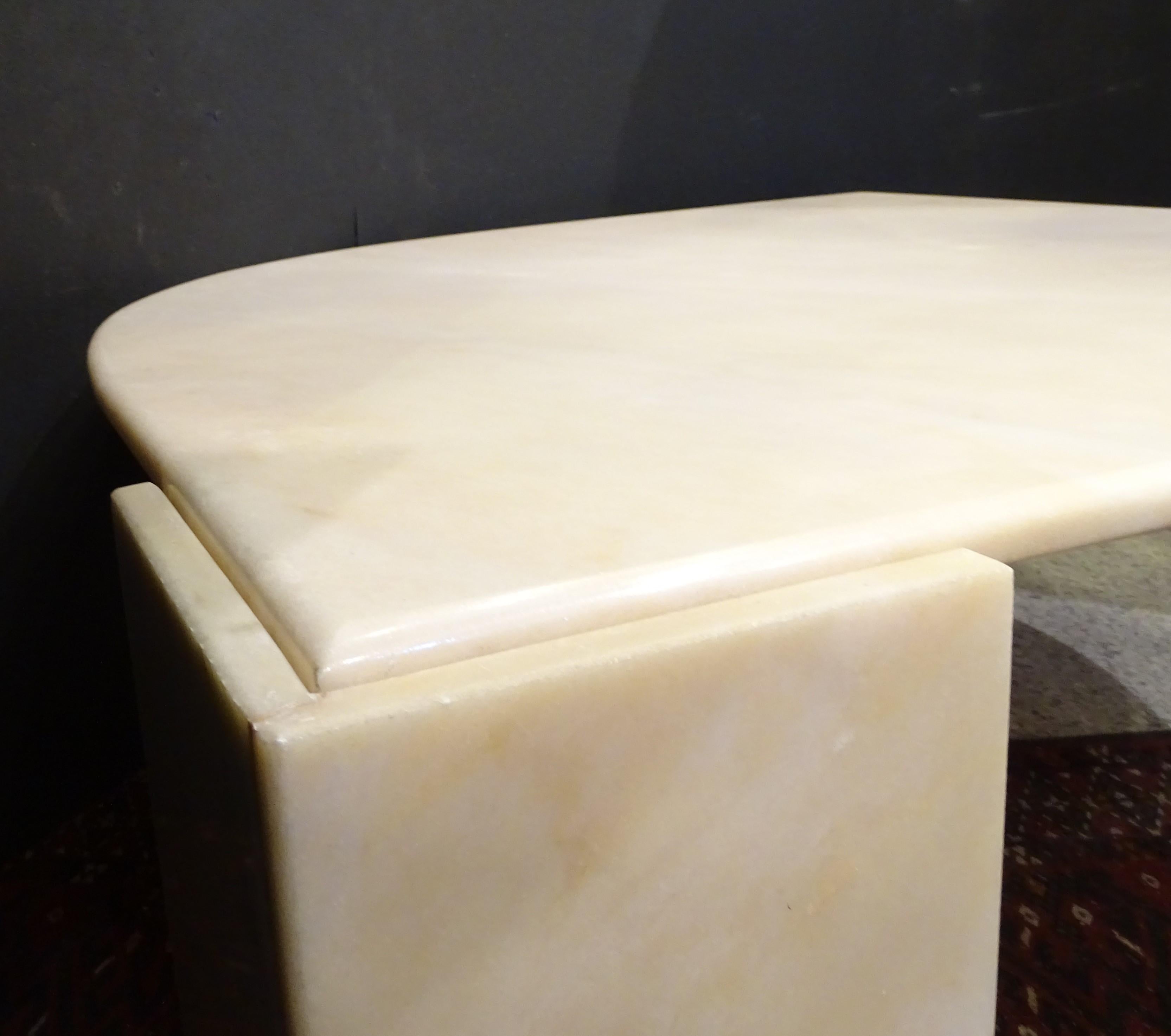 Roche Bobois 70s French Beige Marble Coffeetable, Center Table 3