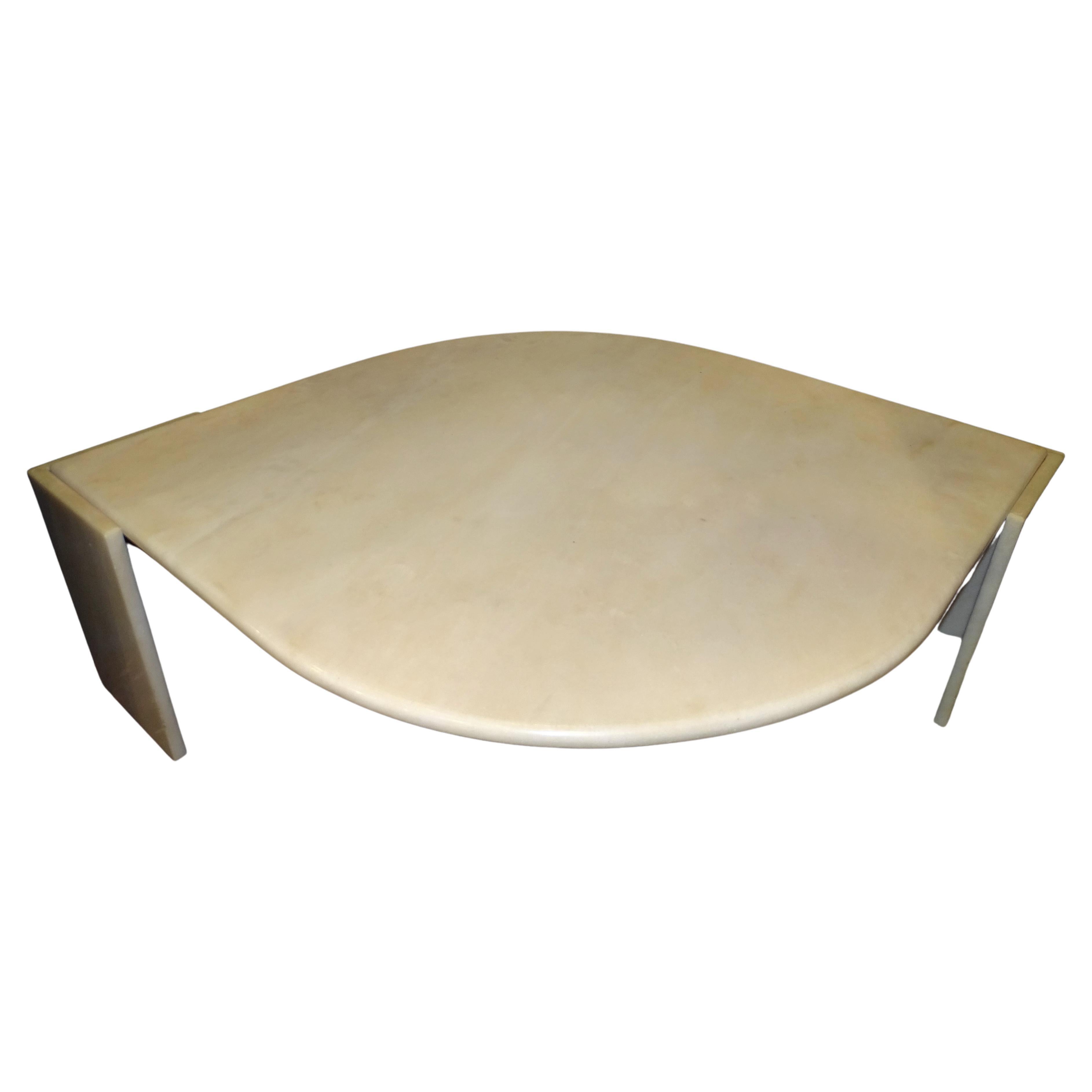 Table basse en marbre beige français Roche Bobois des années 70, table centrale