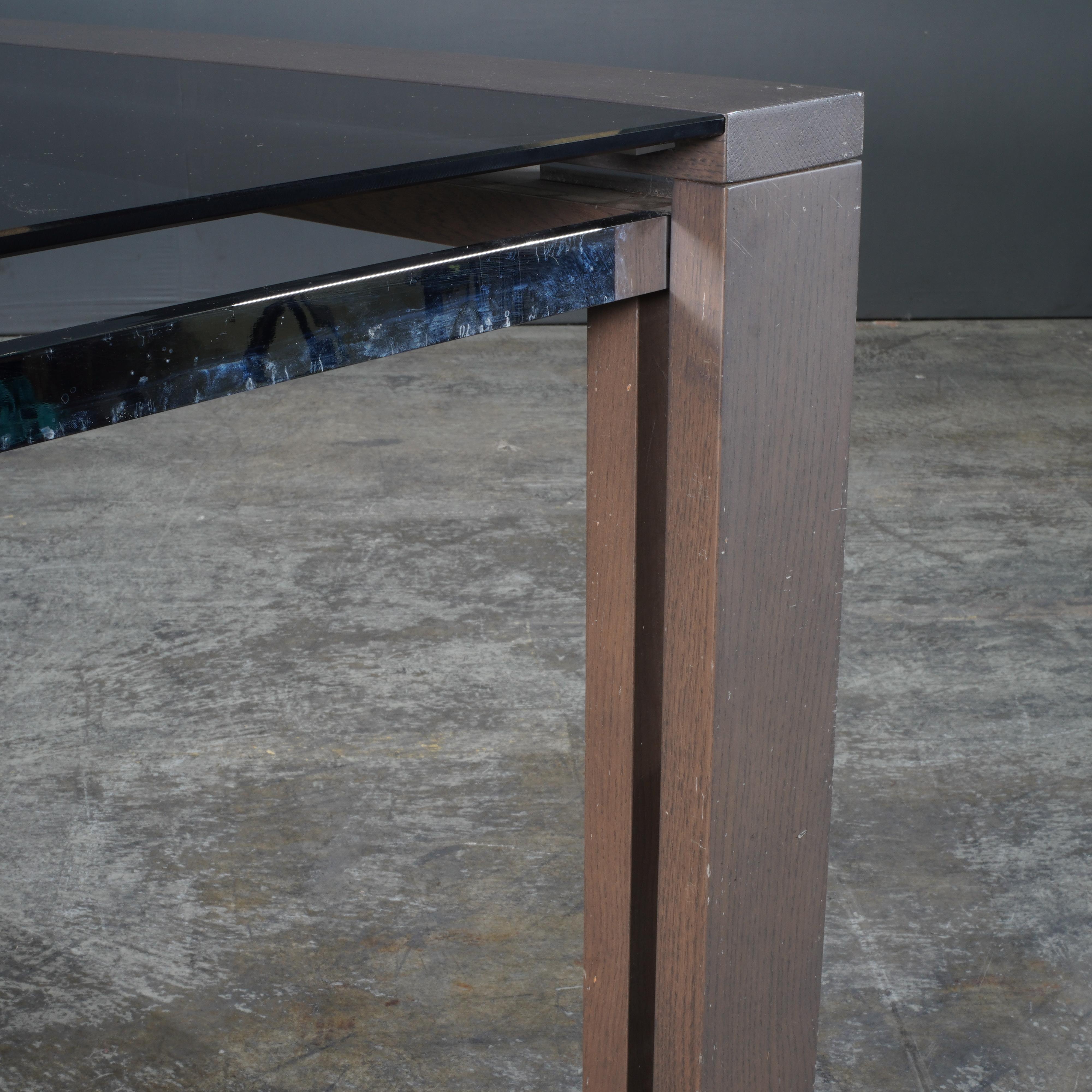 Table de salle à manger à caisson en anthracite et verre fumé Roche Bobois en vente 7