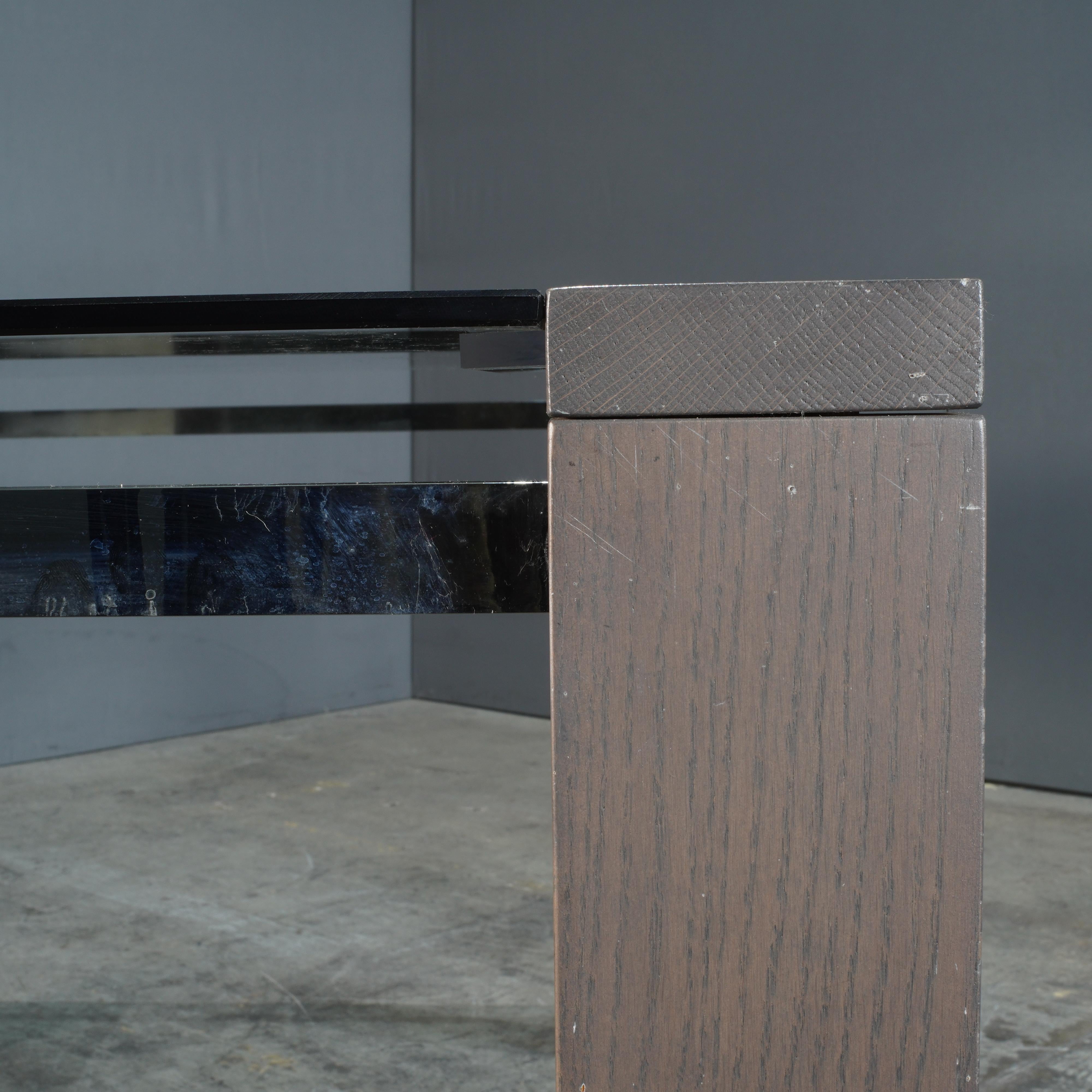 Table de salle à manger à caisson en anthracite et verre fumé Roche Bobois en vente 9